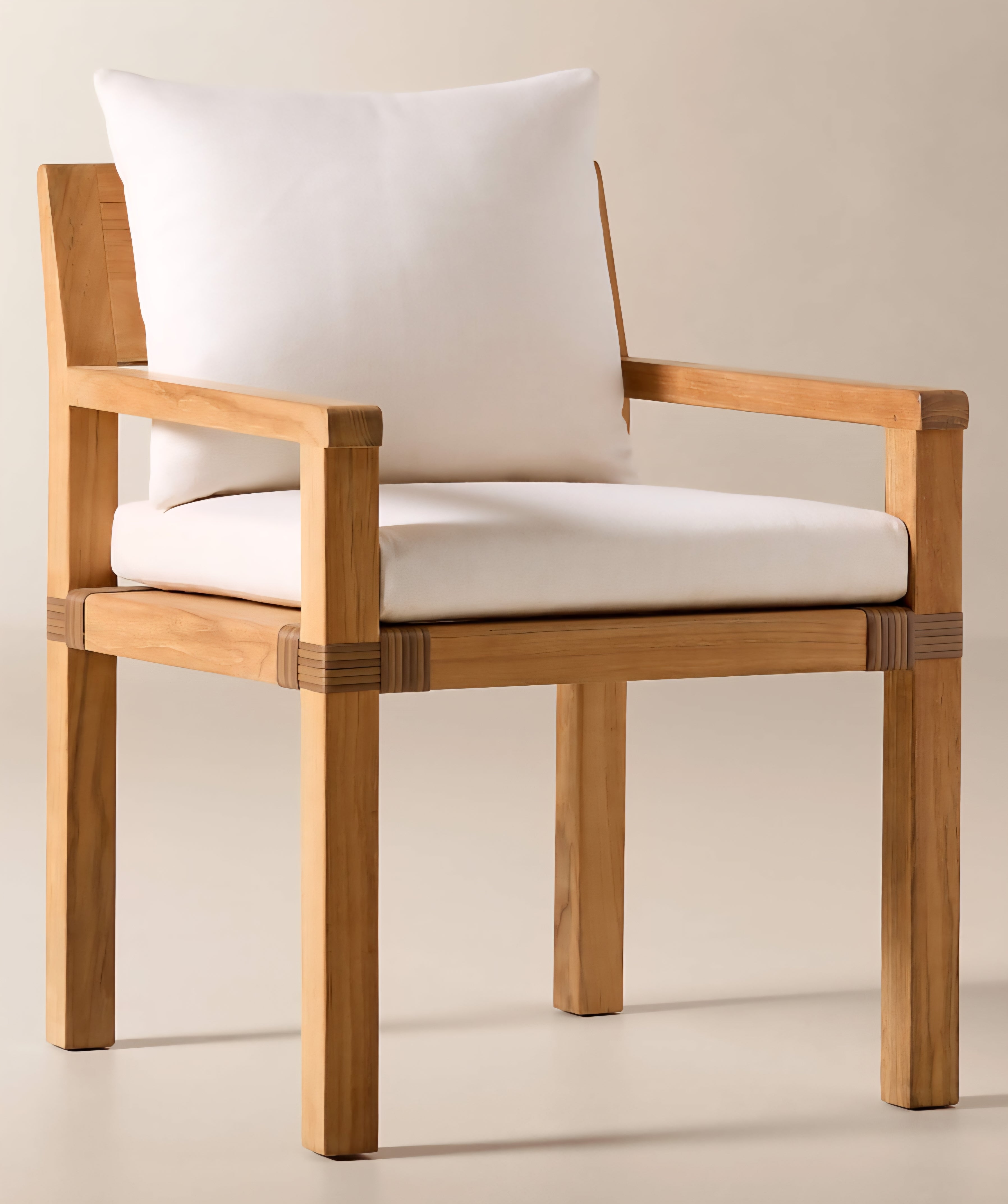 THE ONE × Oakley — Faux Limestone Indoor/Outdoor Dining Table Set with Ivory Sunbrella® Cushions