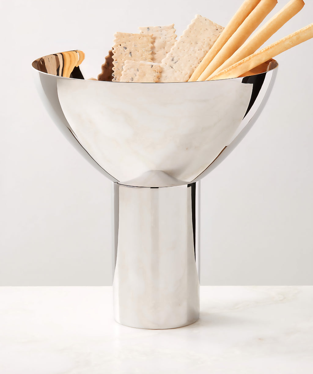 THE ONE × Clyme — Polished Stainless Steel Pedestal Serving Bowl