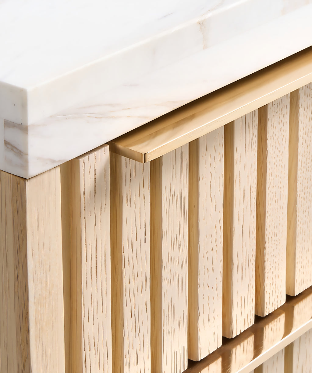 THE ONE × Batten — Natural Oak Console Desk with White Marble Top