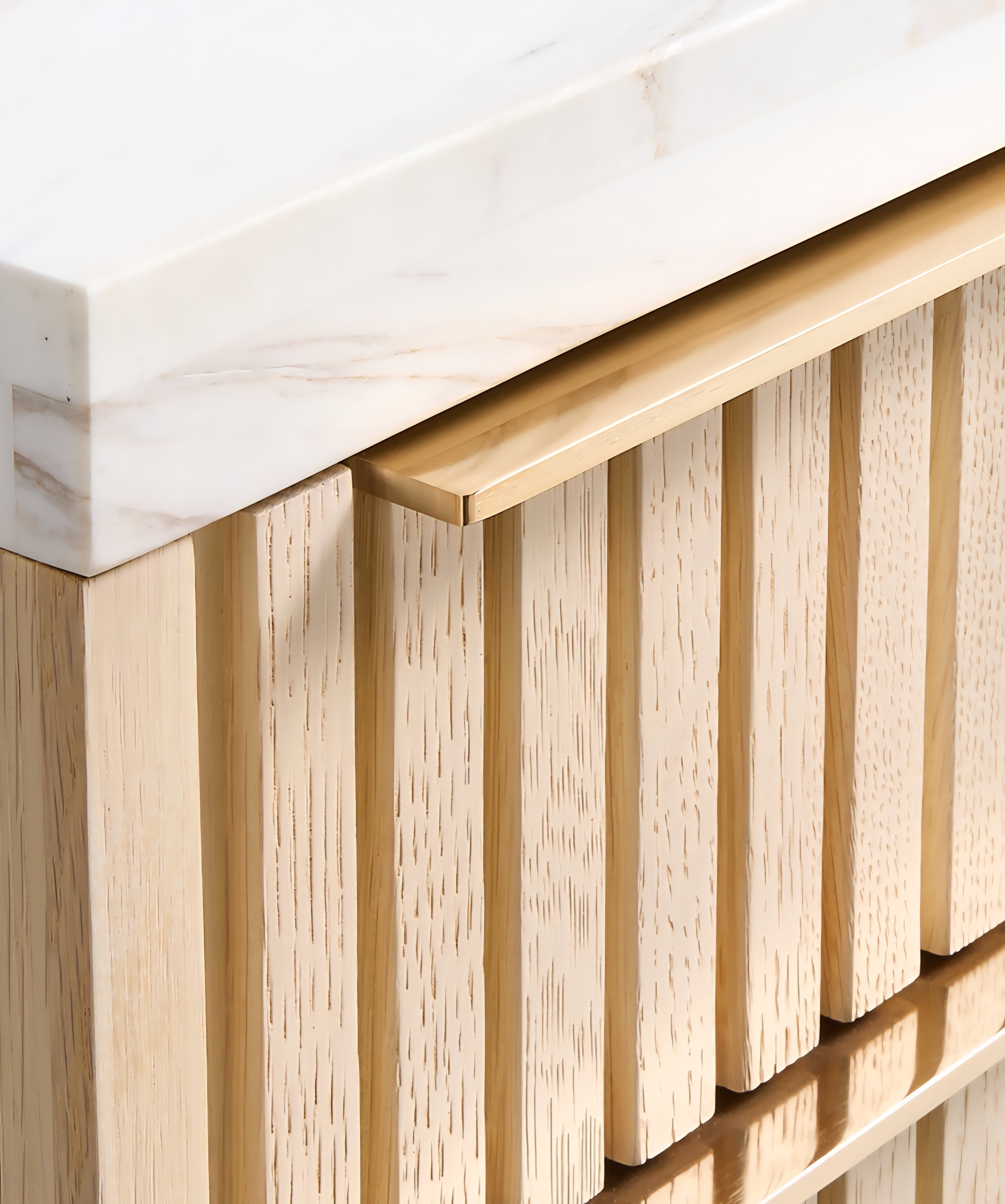 THE ONE × Batten — Natural Oak Console Desk with White Marble Top
