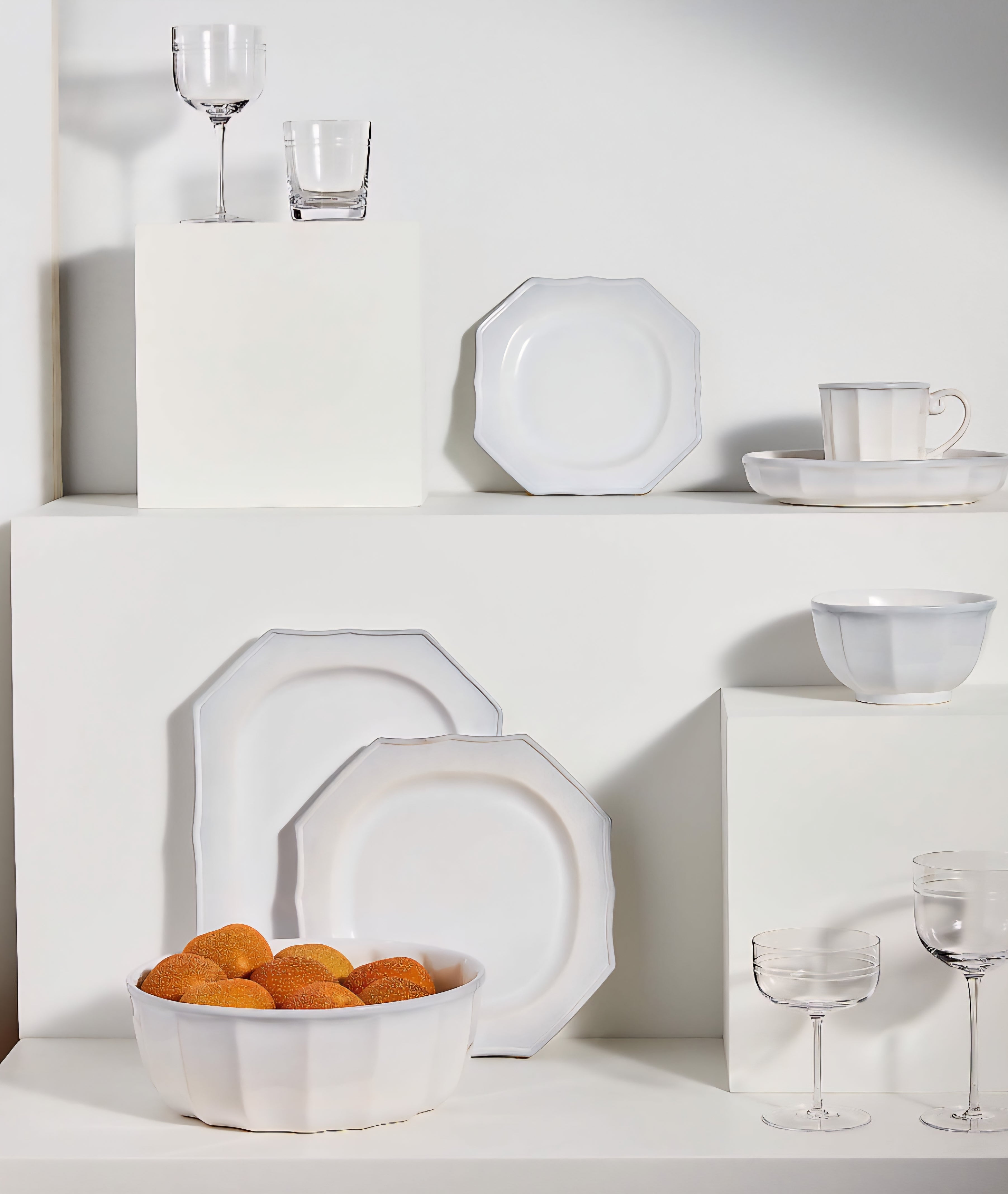 THE ONE × Goop — Cremieux White Ceramic Paneled Serving Bowl