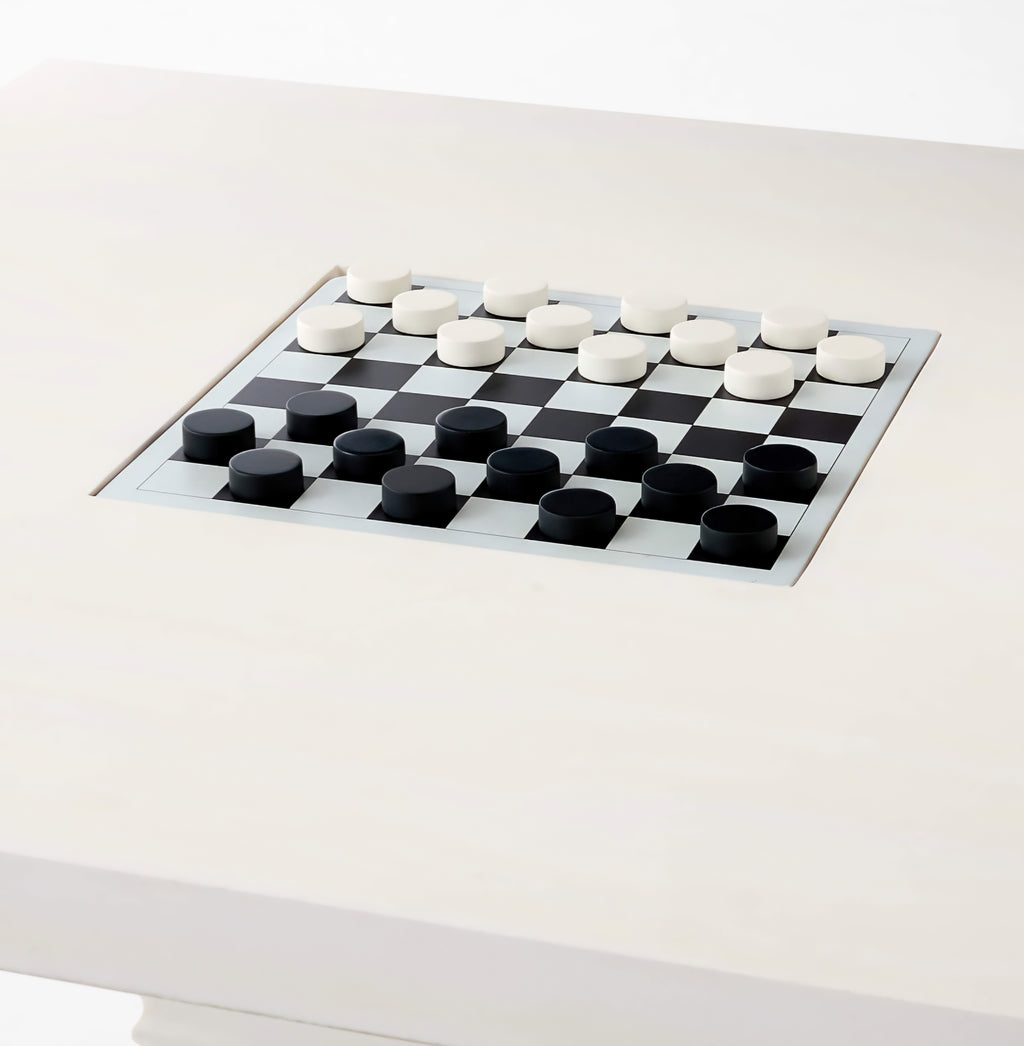 THE ONE × Check — White Swirled Resin Game Table