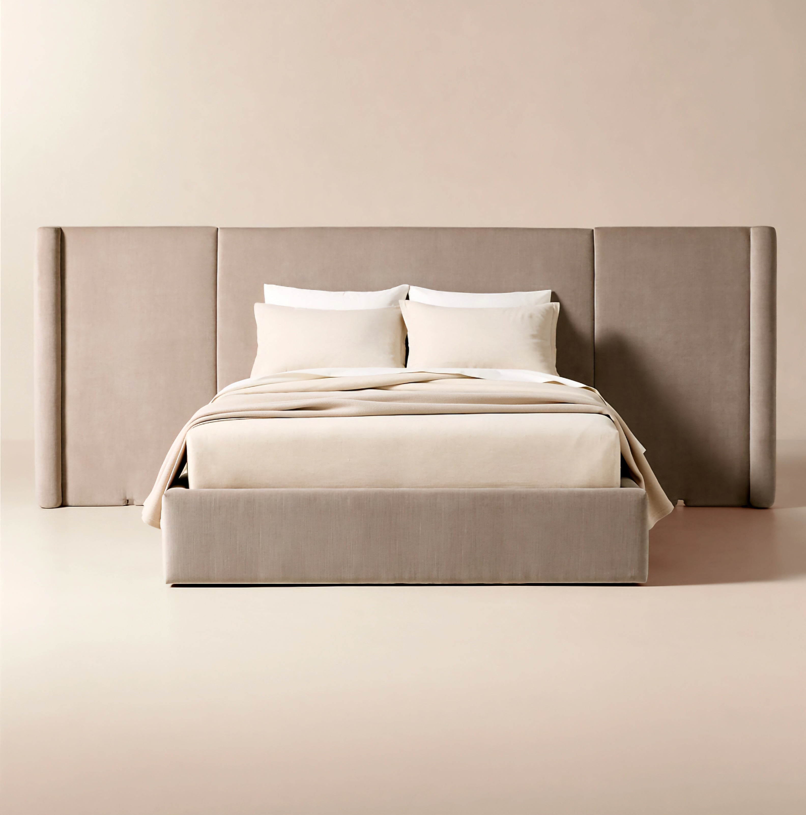 THE ONE × Abbott — Arctic Blue Velvet Upholstered Extended King Platform Bed