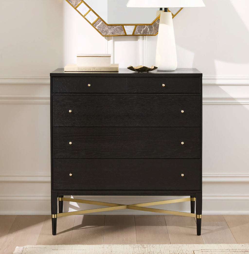 THE ONE × Connoisseur — Black Oak Wood 5-Drawer Dresser
