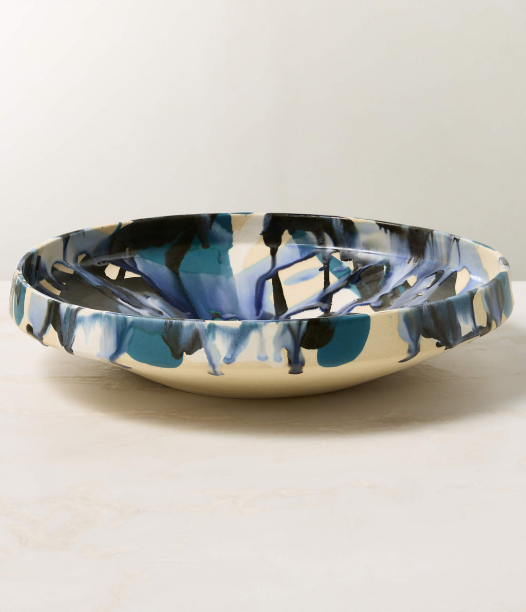 THE ONE × Notus — Blue and White Ceramic Decorative Small Bowl with Reactive Glaze