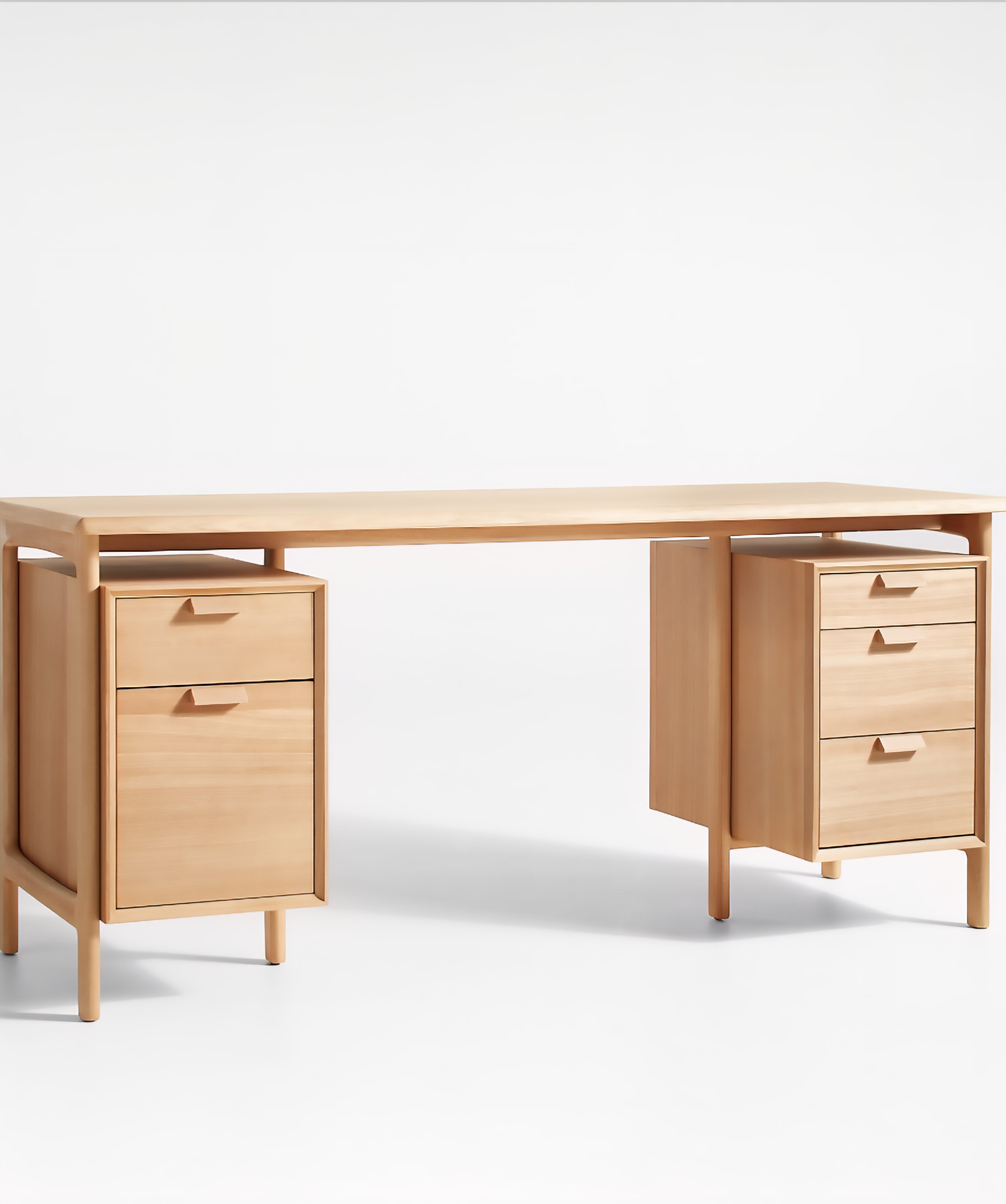 THE ONE × Elias — Natural Elm Wood Desk with File Cabinet (66")