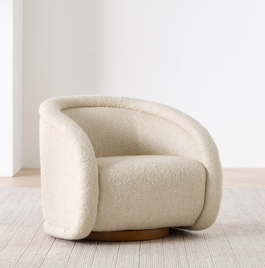 THE ONE × Medoc — Light Beige Textured Boucle Swivel Chair