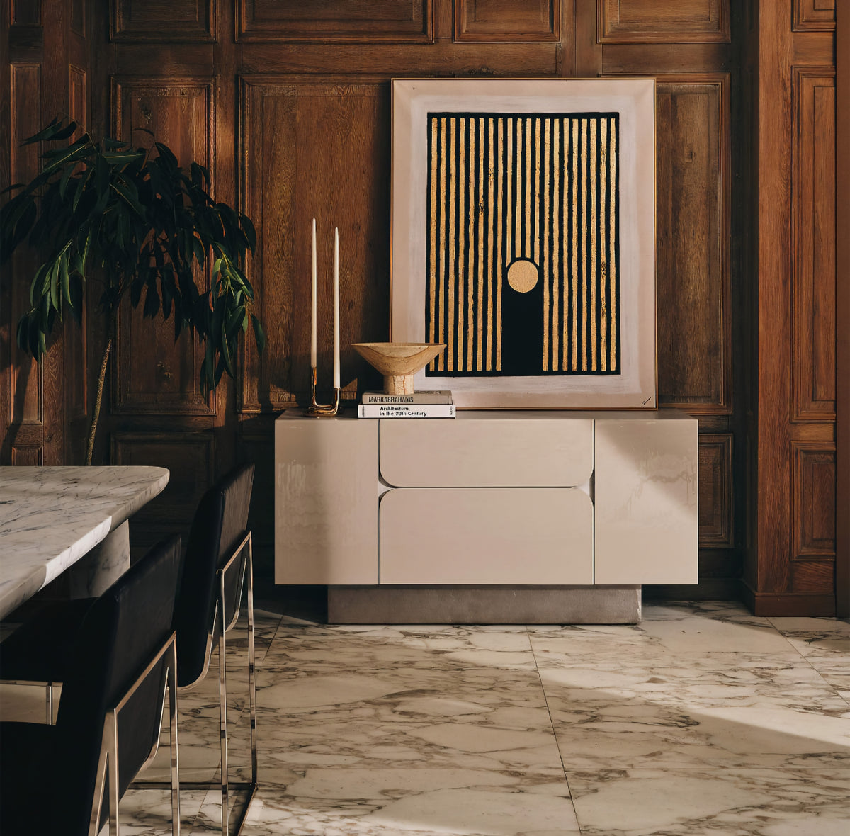 THE ONE × Benoit — Enameled White Wood Credenza