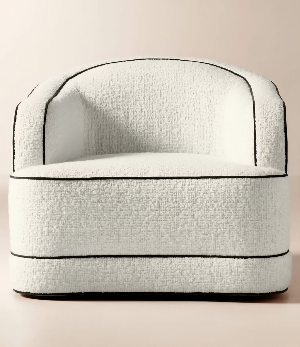 THE ONE × Mylene — Ivory Boucle Swivel Chair