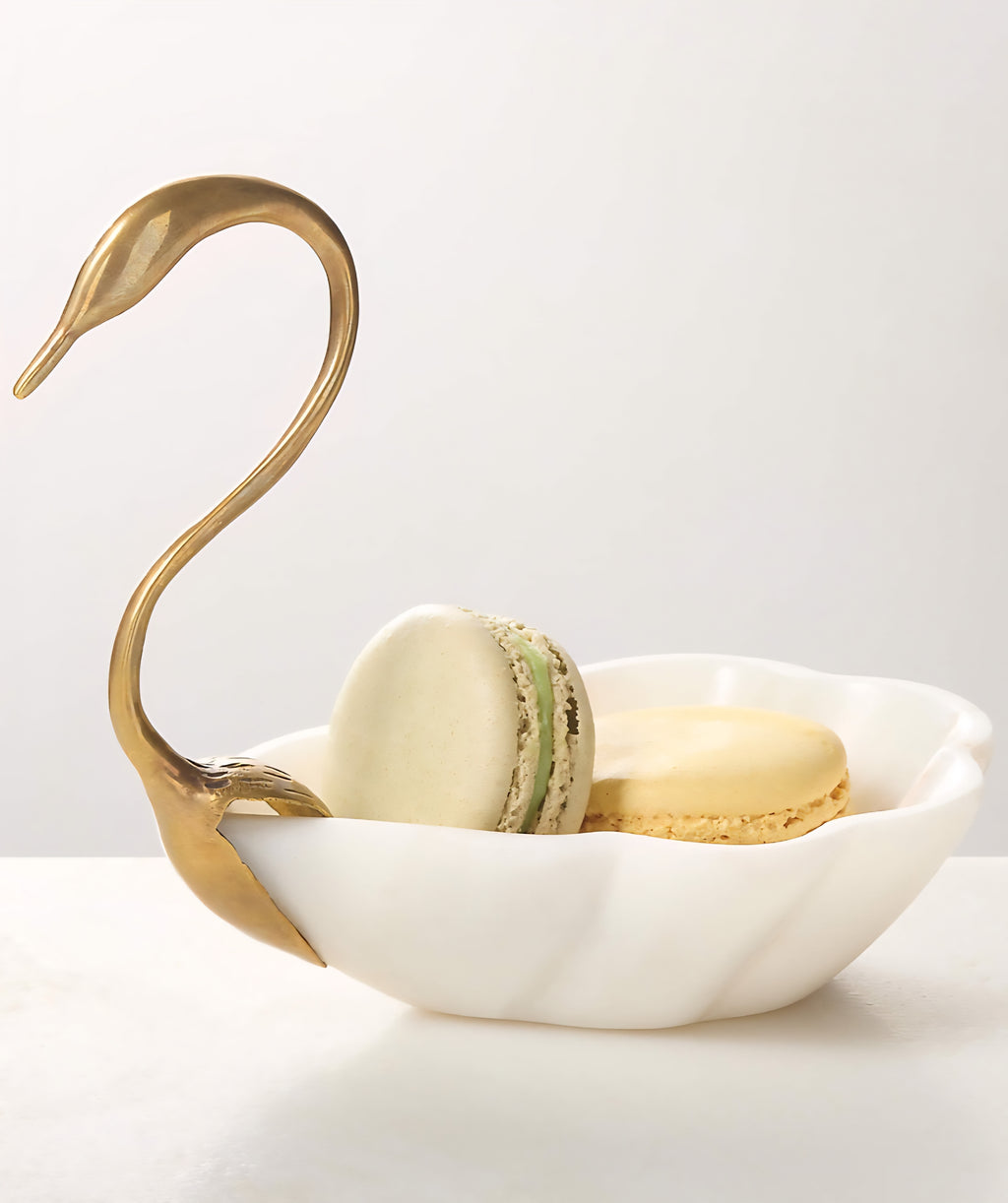 THE ONE × Odetta — White Marble and Cast Brass Serving Bowl