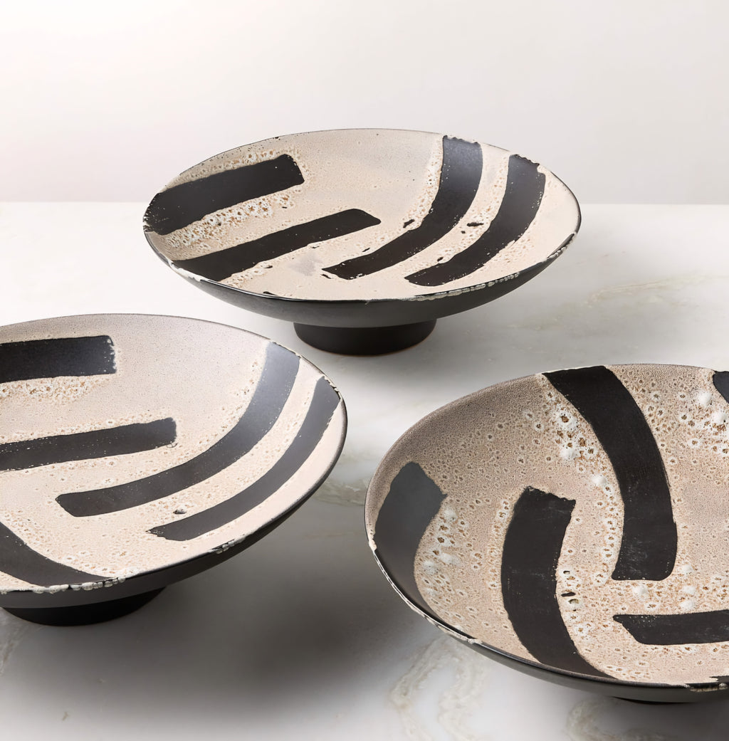 THE ONE × Adler — Black Ceramic Pedestal Serving Bowl