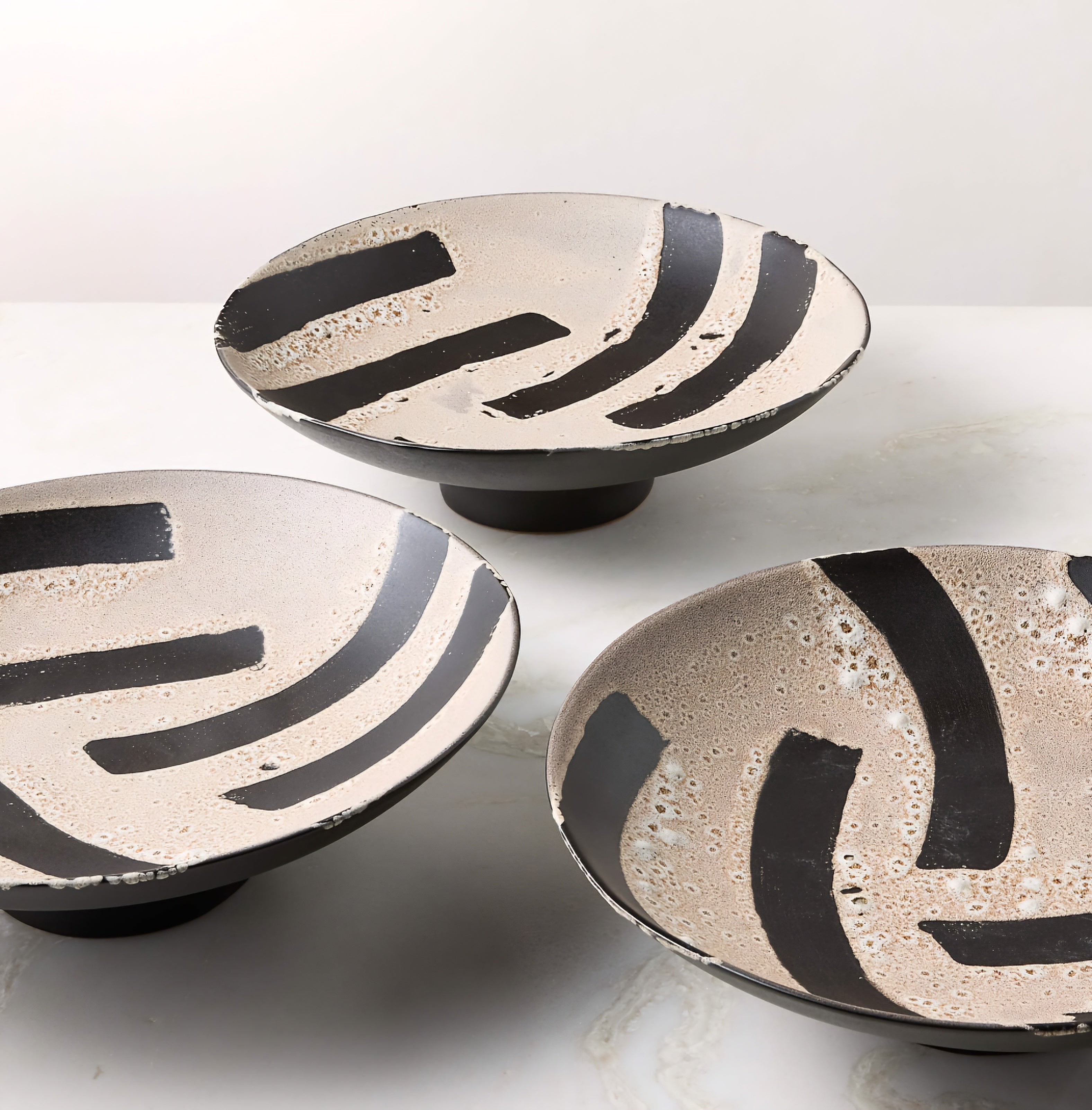 THE ONE × Adler — Black Ceramic Pedestal Serving Bowl