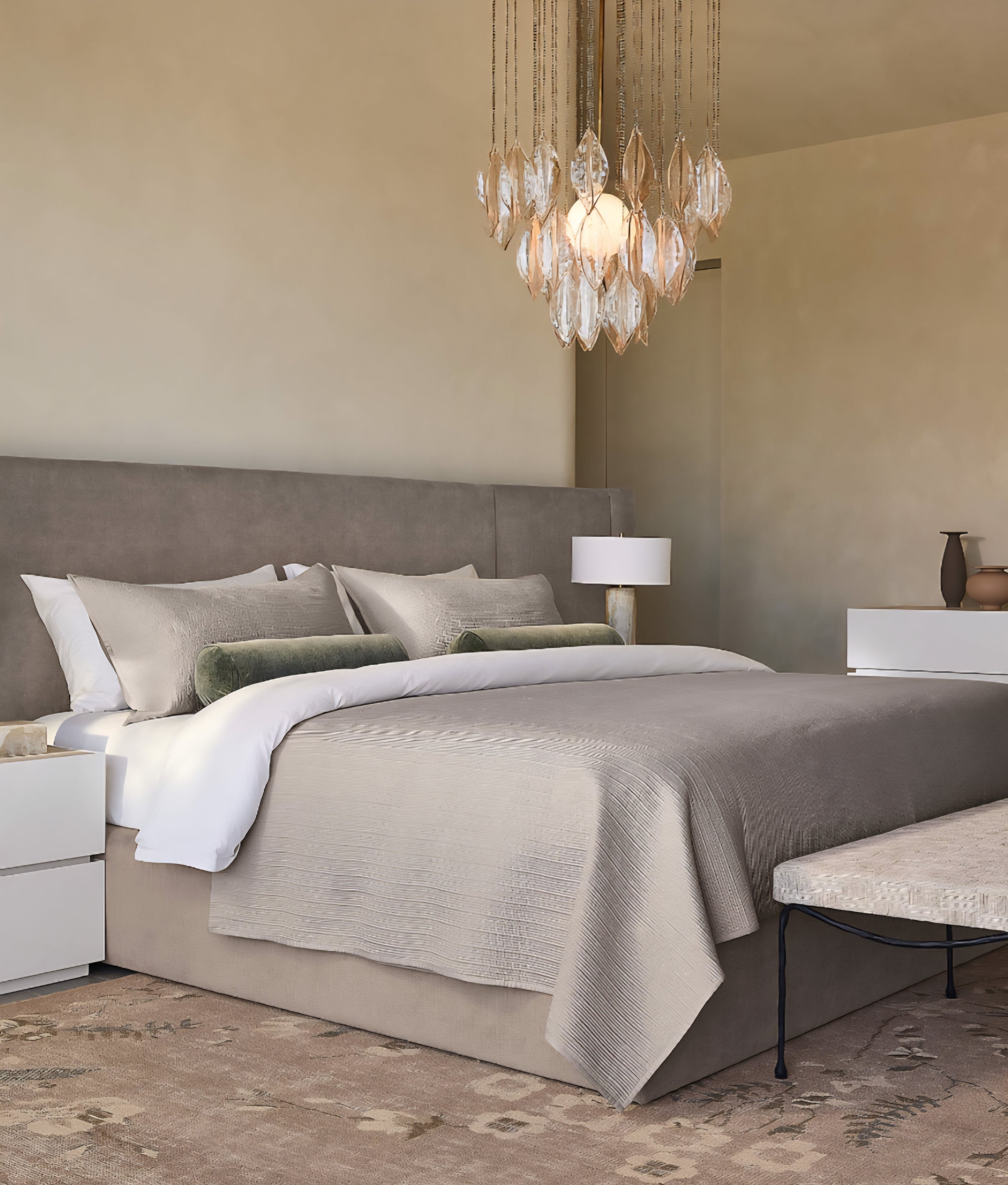THE ONE × Abbott — Arctic Blue Velvet Upholstered Extended King Platform Bed