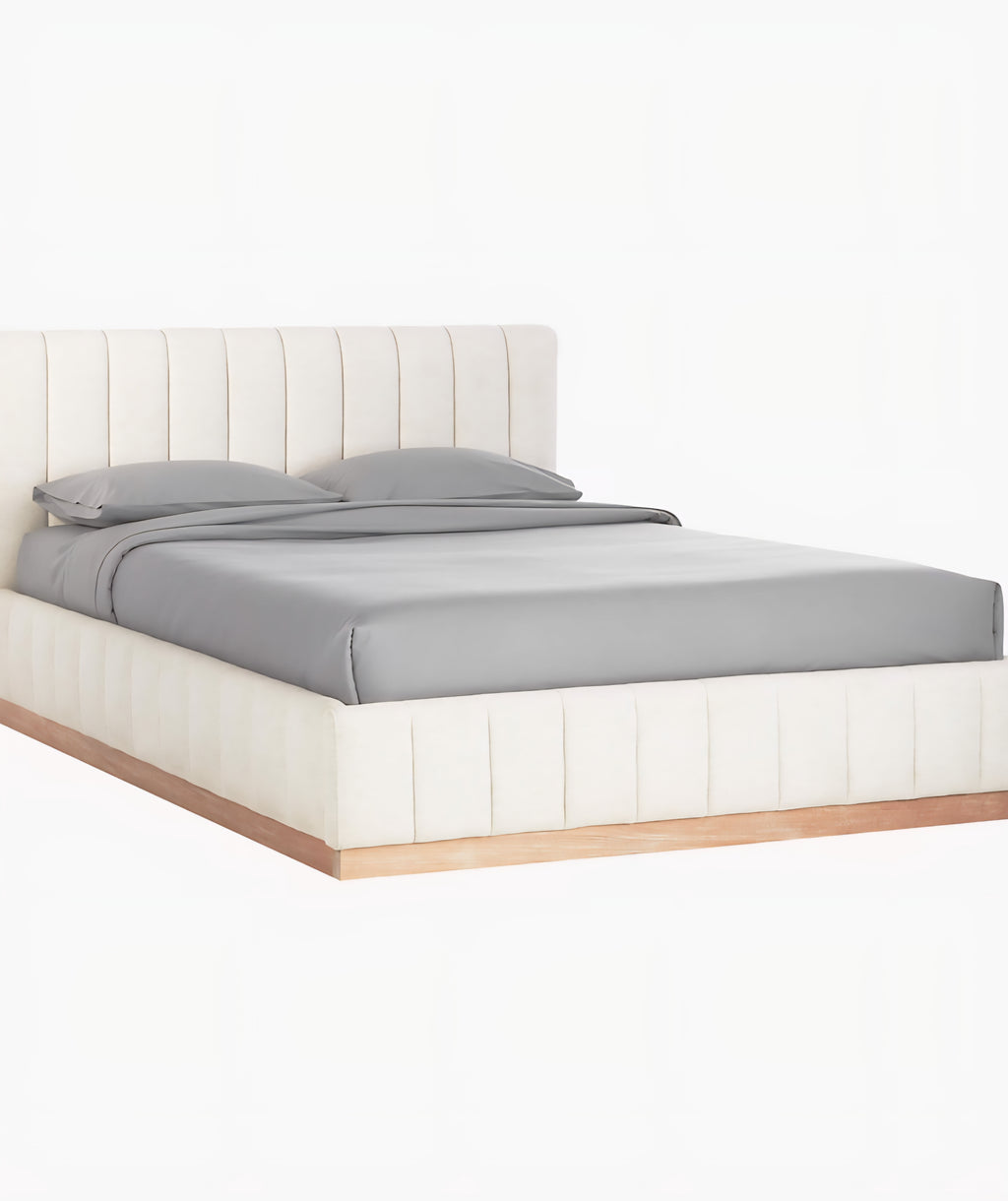 THE ONE × Forte — Channeled White Performance Fabric Upholstered Bed