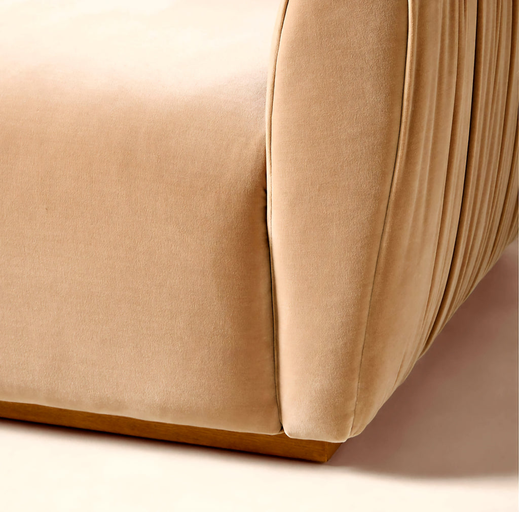 THE ONE × Emile — Camel Velvet Ruched  Sofa