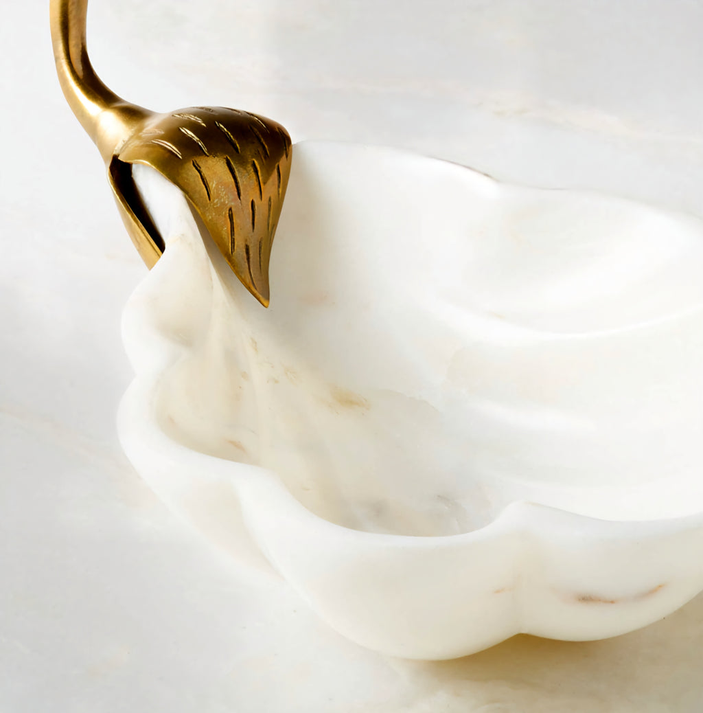 THE ONE × Odetta — White Marble and Cast Brass Serving Bowl