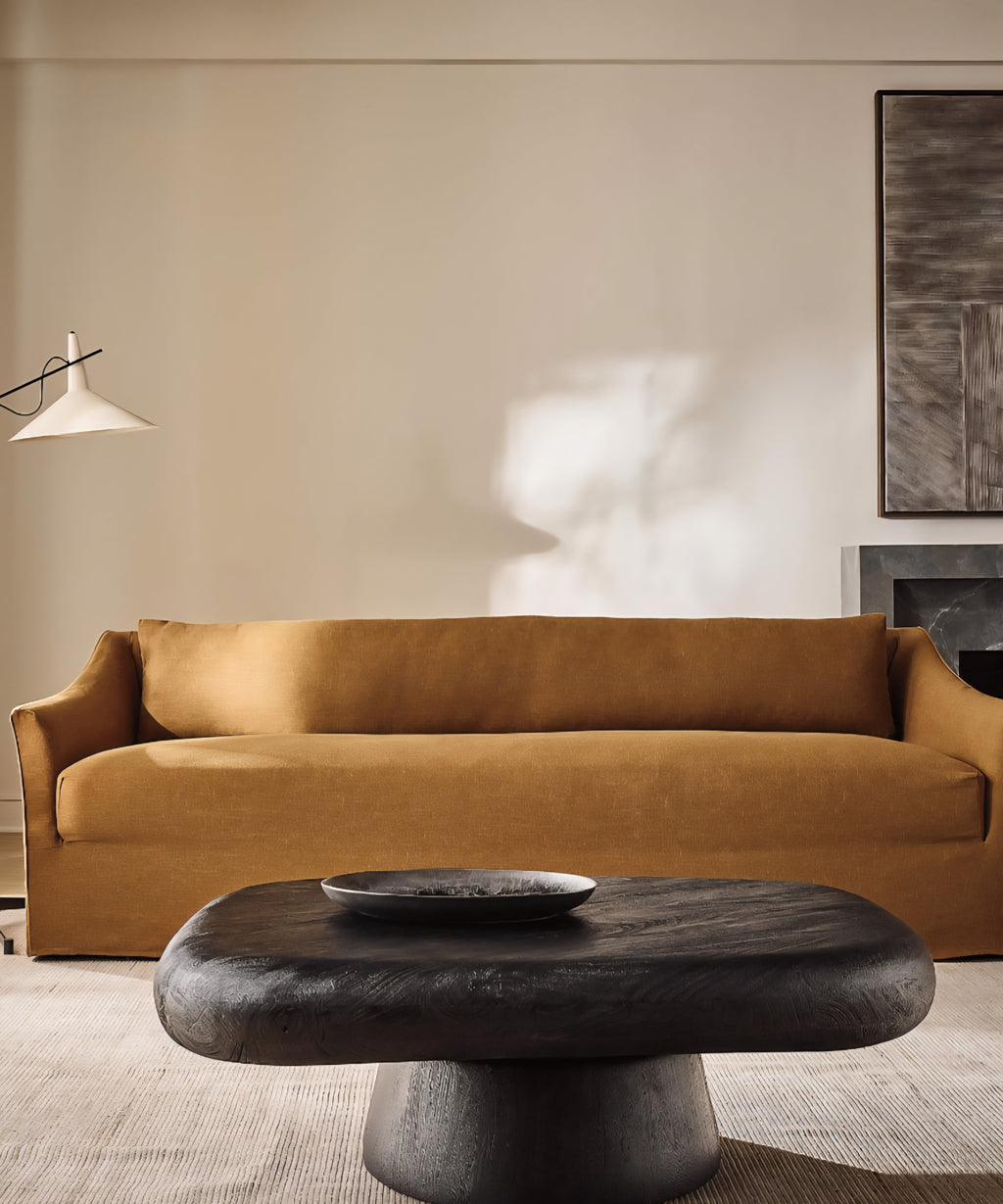 THE ONE × Bristol — Cognac Slipcovered Performance Linen Sofa