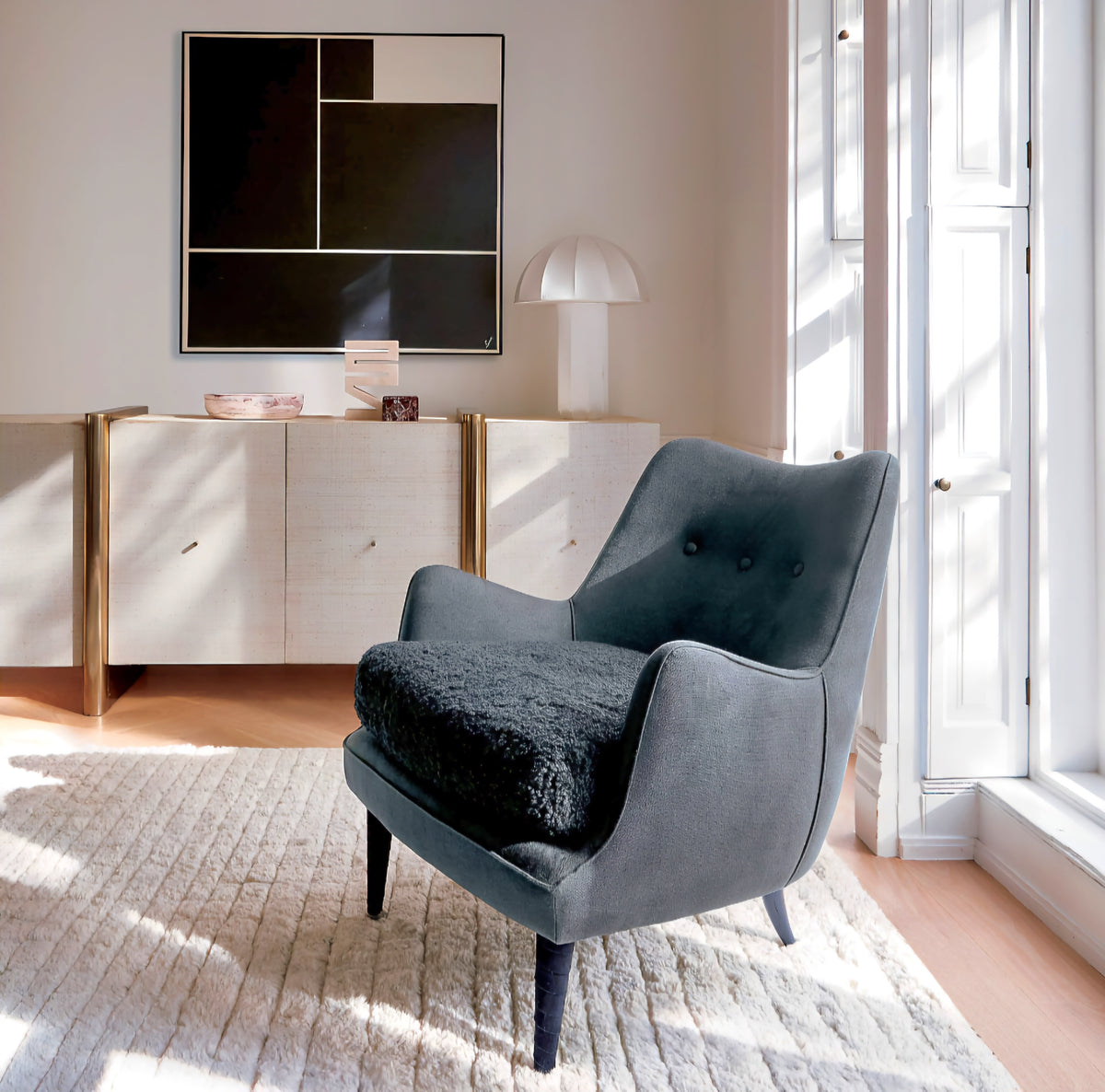 THE ONE × Dorset — White Lacquered Linen Credenza