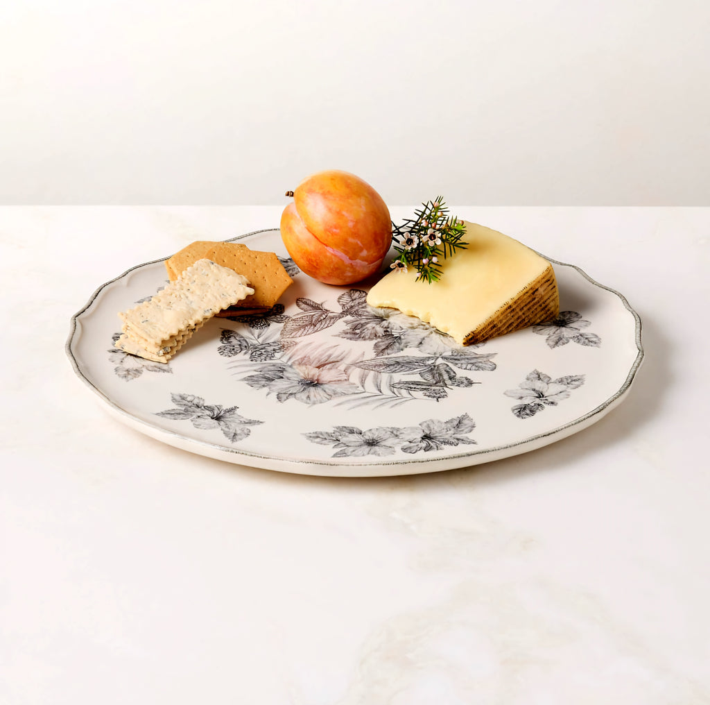 THE ONE × Everly — Round White and Black Patterned Serving Platter