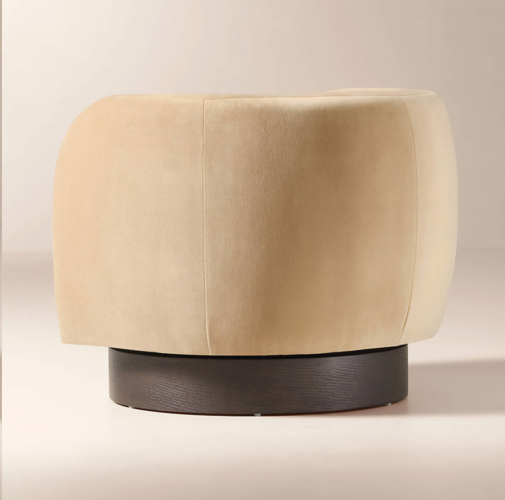 THE ONE × Muir — Taupe Velvet Swivel Chair