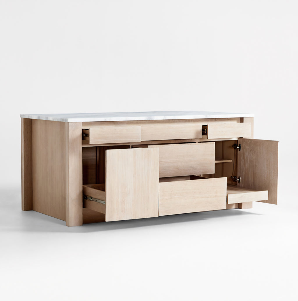 THE ONE × Terra — Marble Top Kitchen Island with Storage (78")