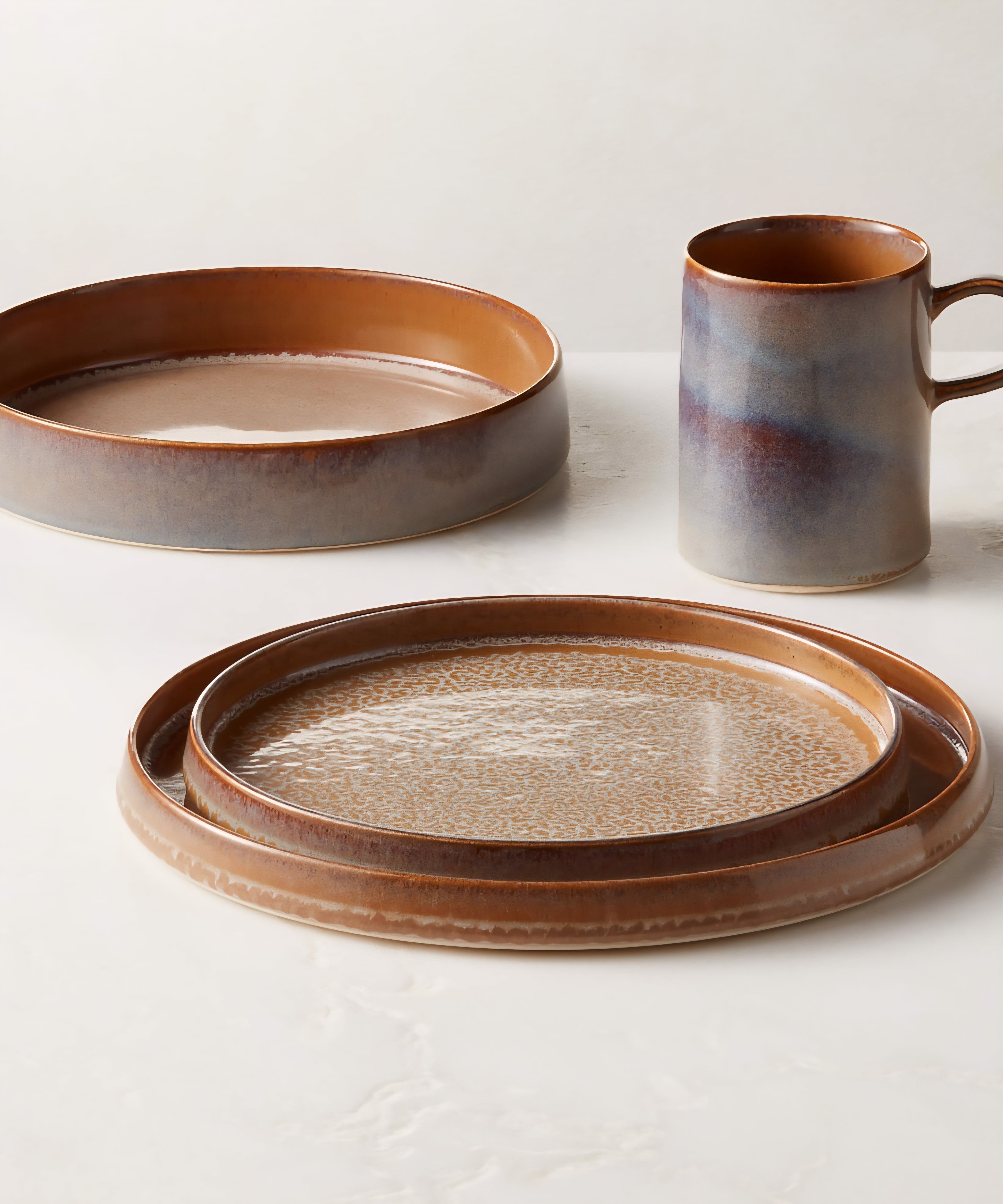 THE ONE × Prado — 4-Piece Reactive Glaze Dinnerware Set