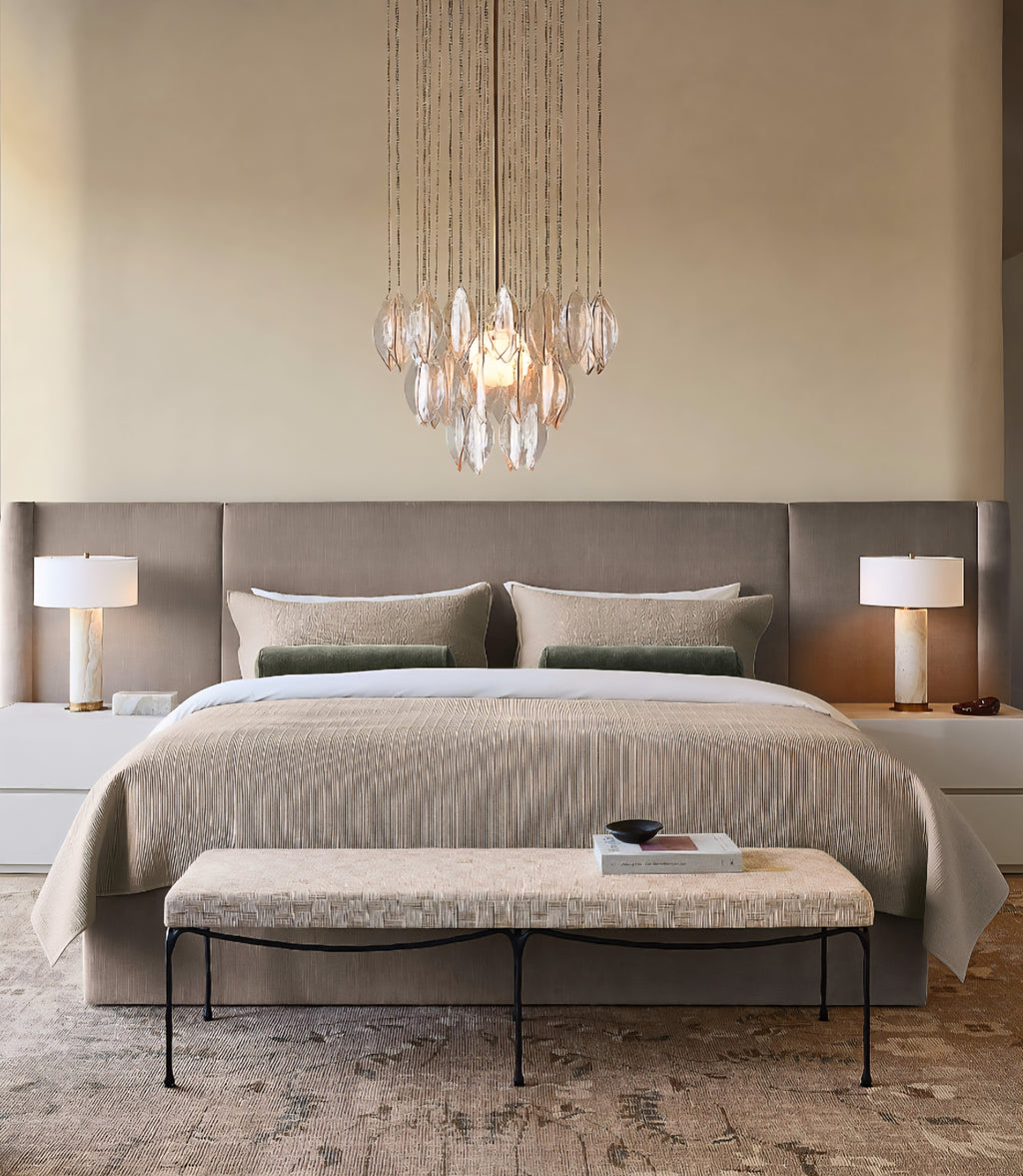 THE ONE × Abbott — Arctic Blue Velvet Upholstered Extended King Platform Bed