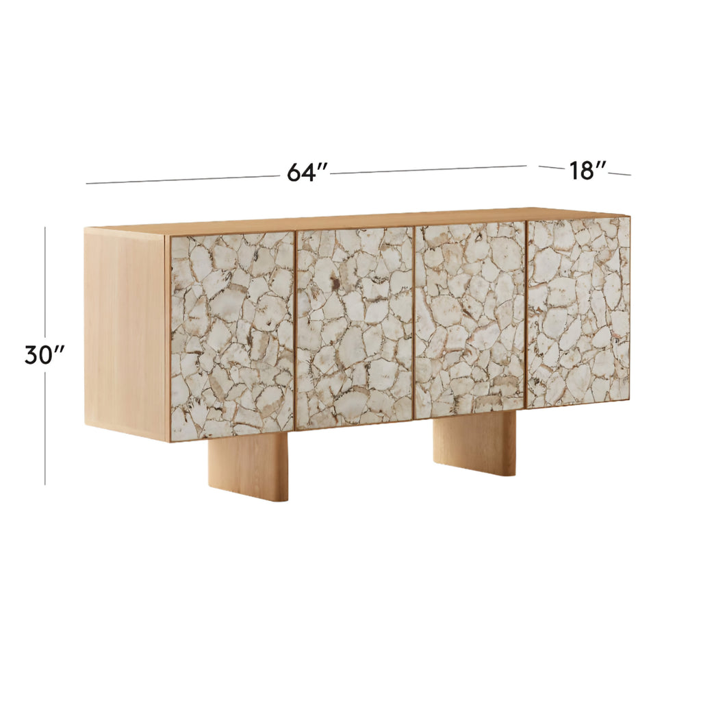 THE ONE × Lina — Stone and White Oak Credenza