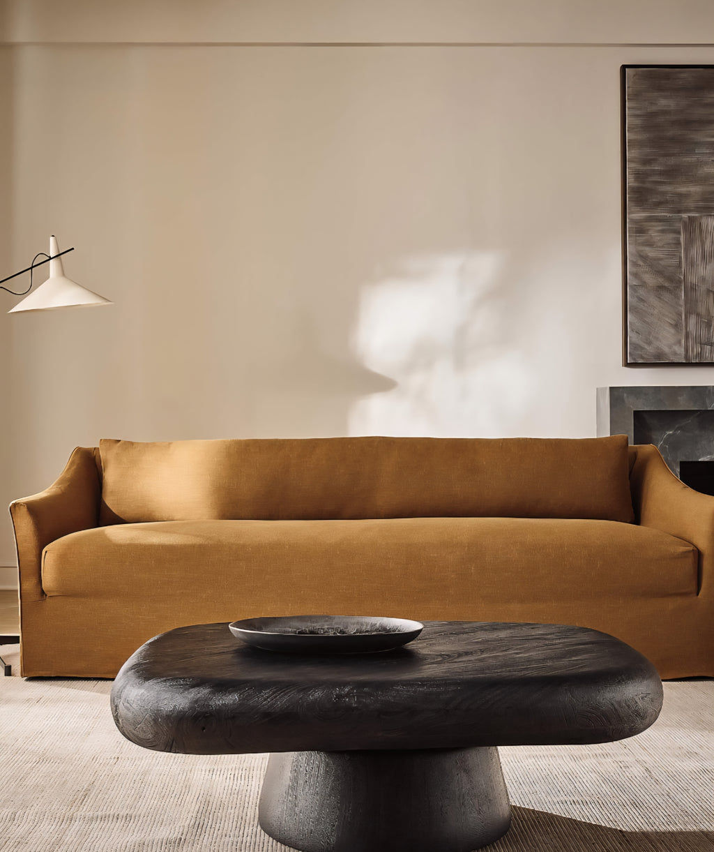 THE ONE × Bristol — Cognac Slipcovered Performance Linen Sofa