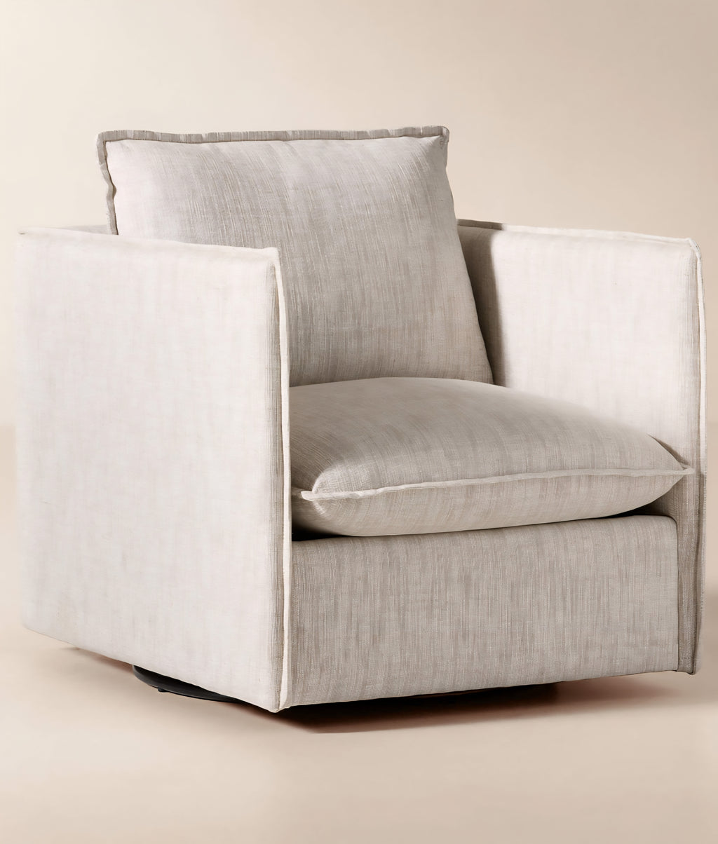 THE ONE × Corroy — Natural Linen Swivel Chair