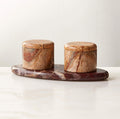 THE ONE × Zetes — Tan and Red Marble Salt Cellars, Set of 3