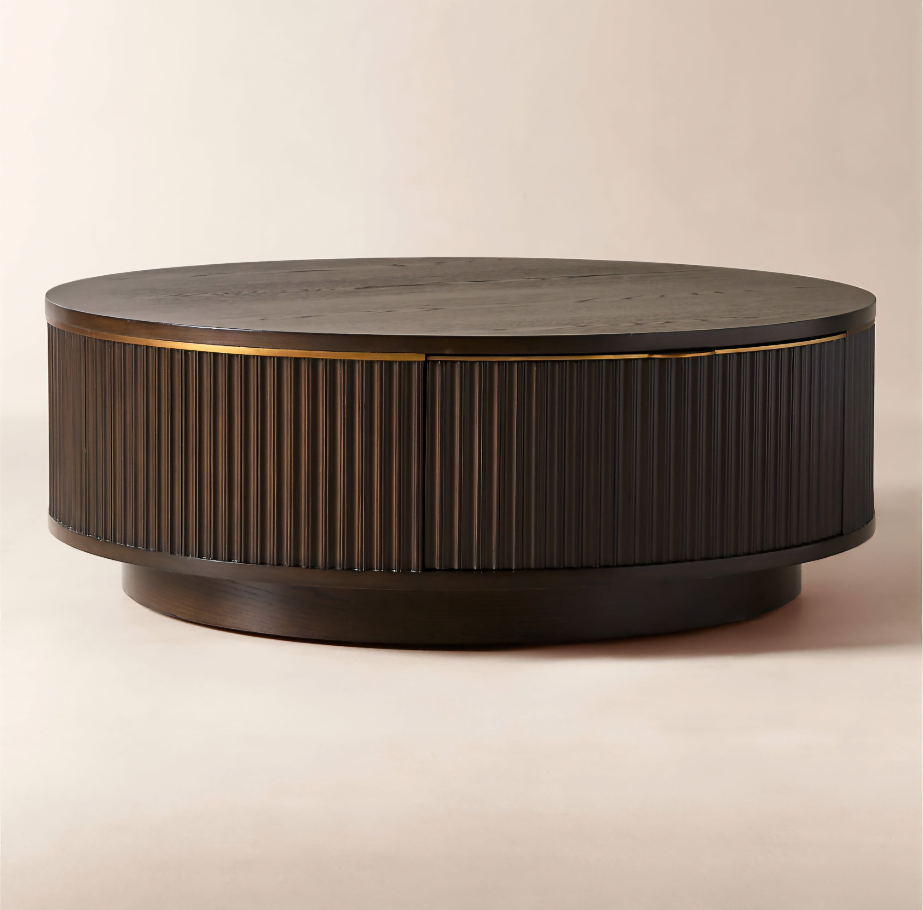 THE ONE × Davison — Round Fluted Dark Oak Coffee Table 
40" Round