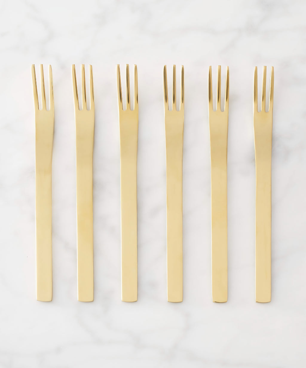 THE ONE × Mini — Gold Cocktail Forks & Spoons Set of 6
