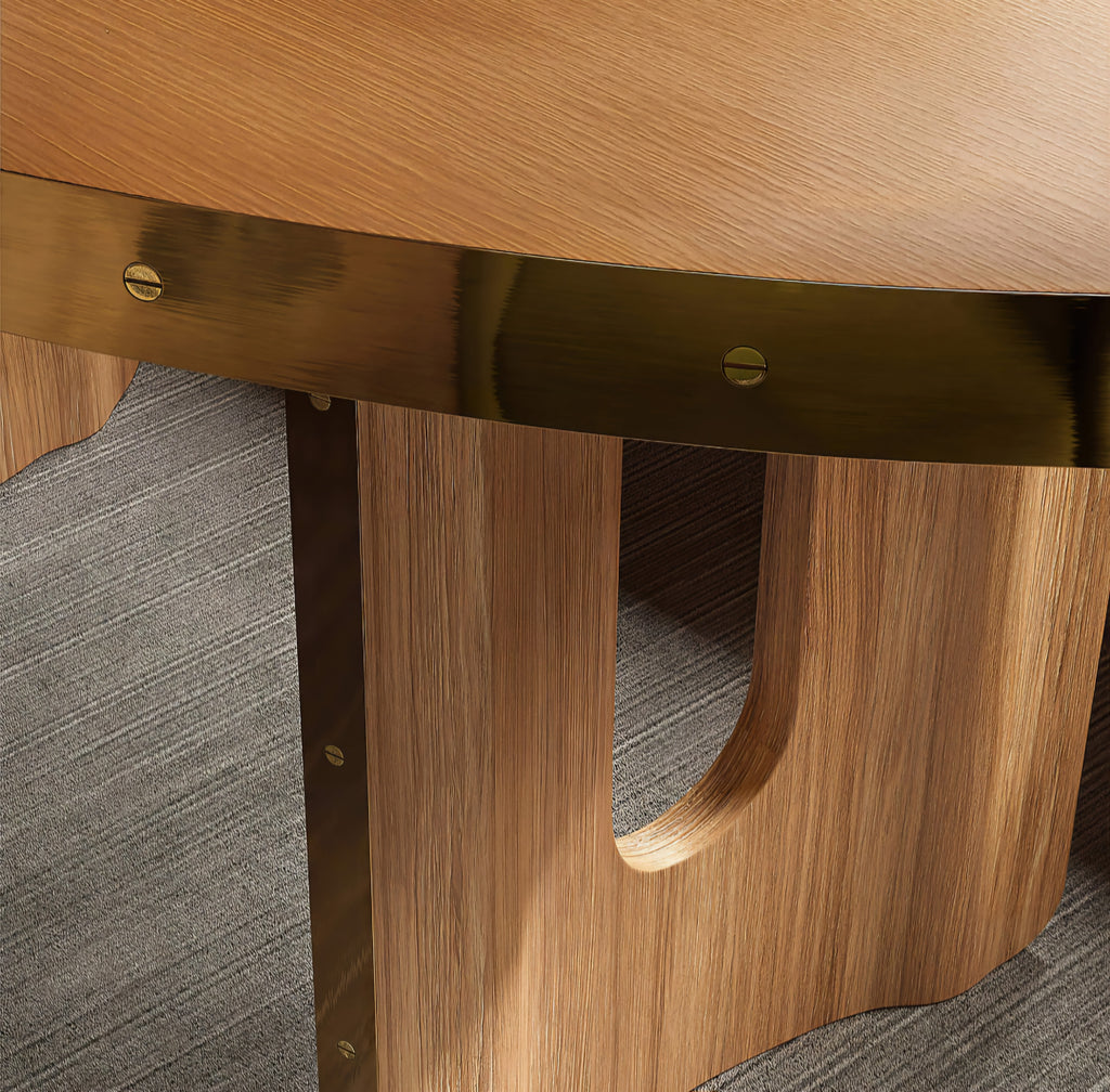 THE ONE × Albertine — Oval Oak and Unlacquered Brass Dining Table