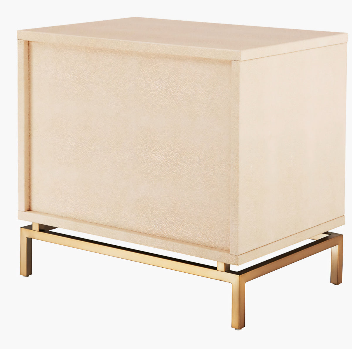 THE ONE × Dover — 2-Drawer Warm White Lacquered Nightstand with Travertine Top