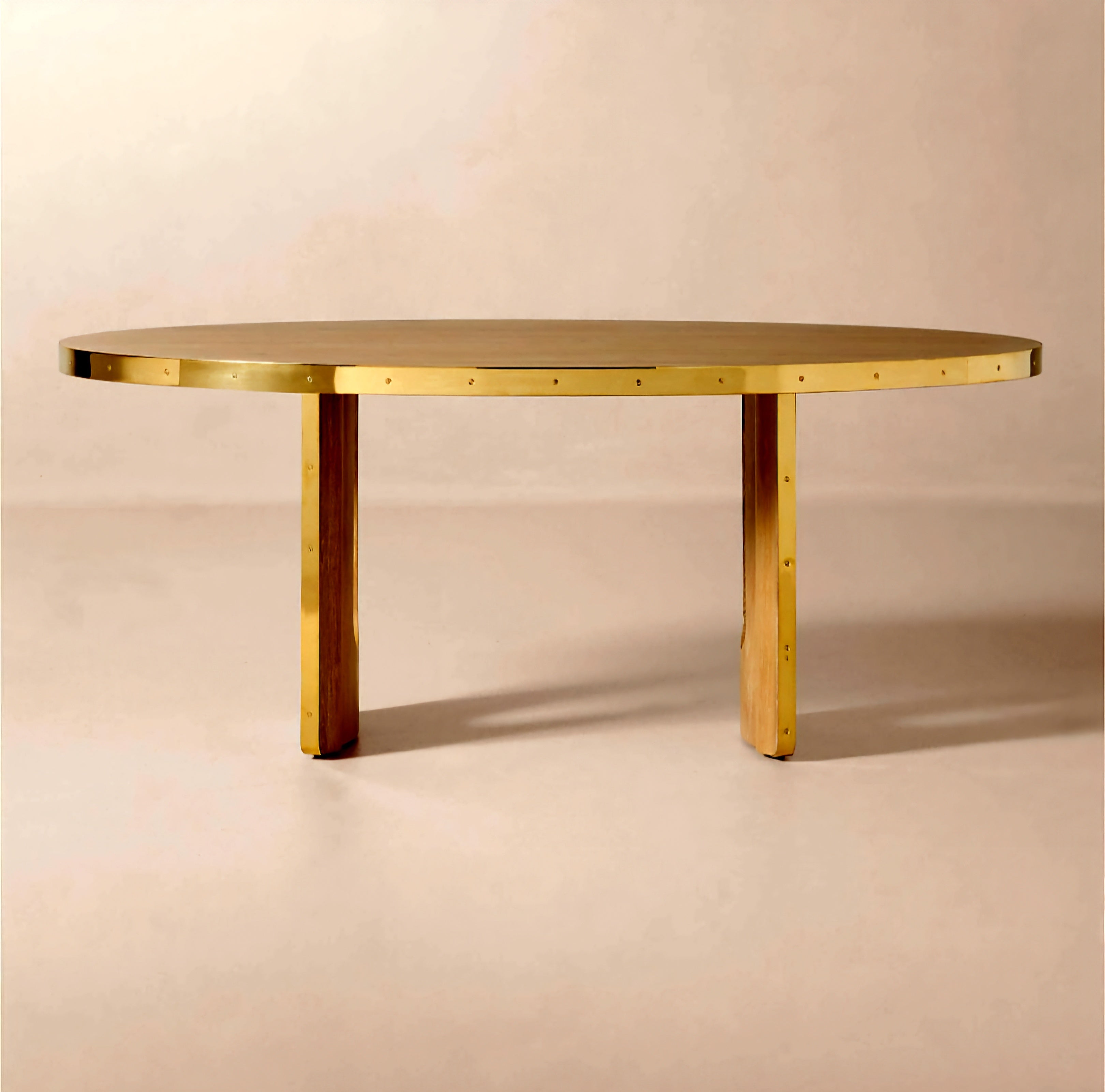 THE ONE × Albertine — Oval Oak and Unlacquered Brass Dining Table