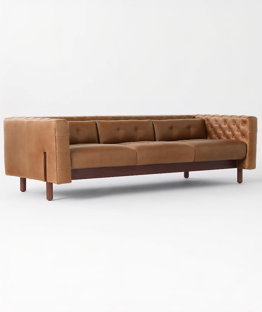 THE ONE × Marconi — Tufted Leather & Velvet Sofa