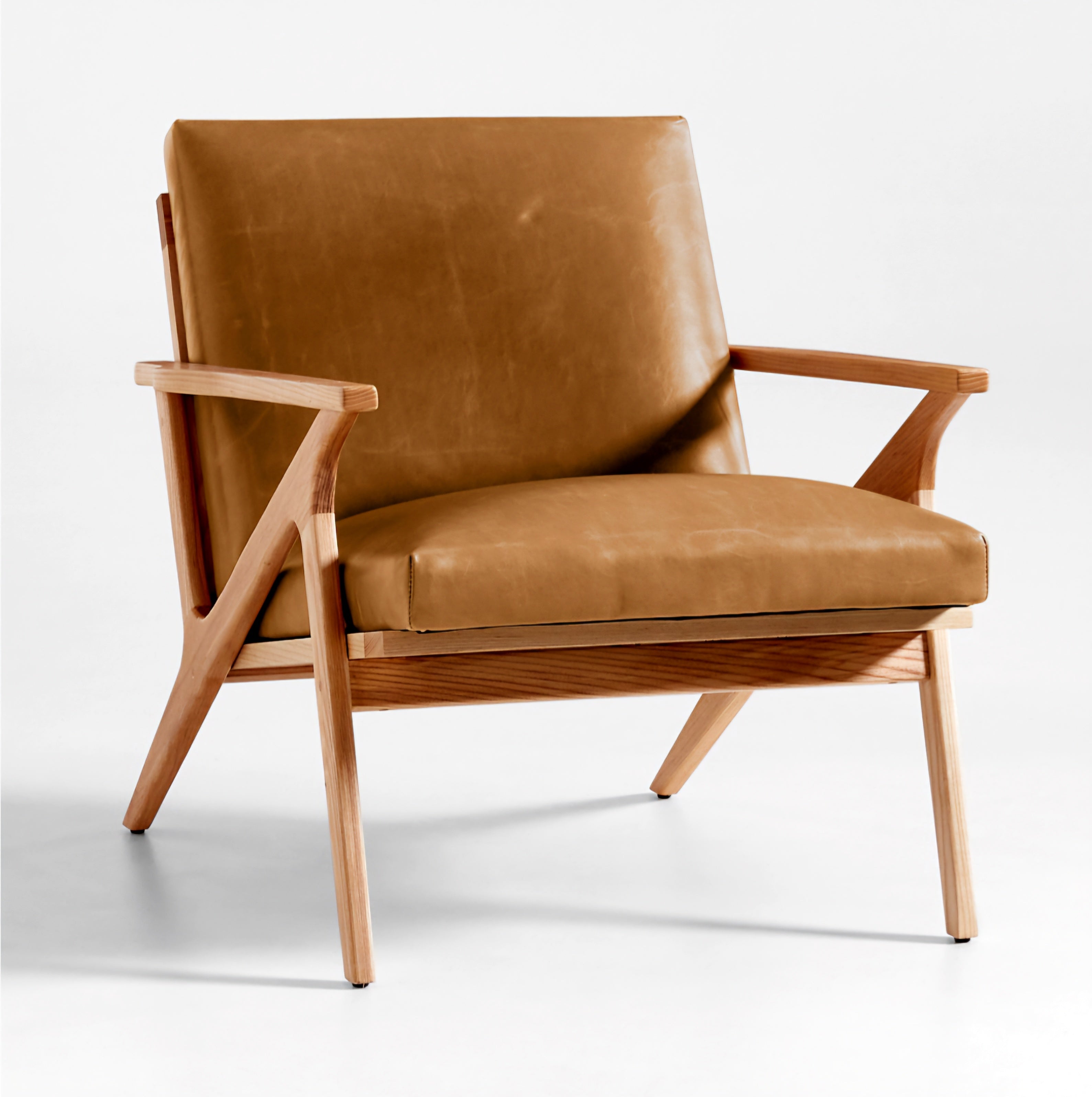 THE ONE × Cavett — Wood and Leather Accent Chair