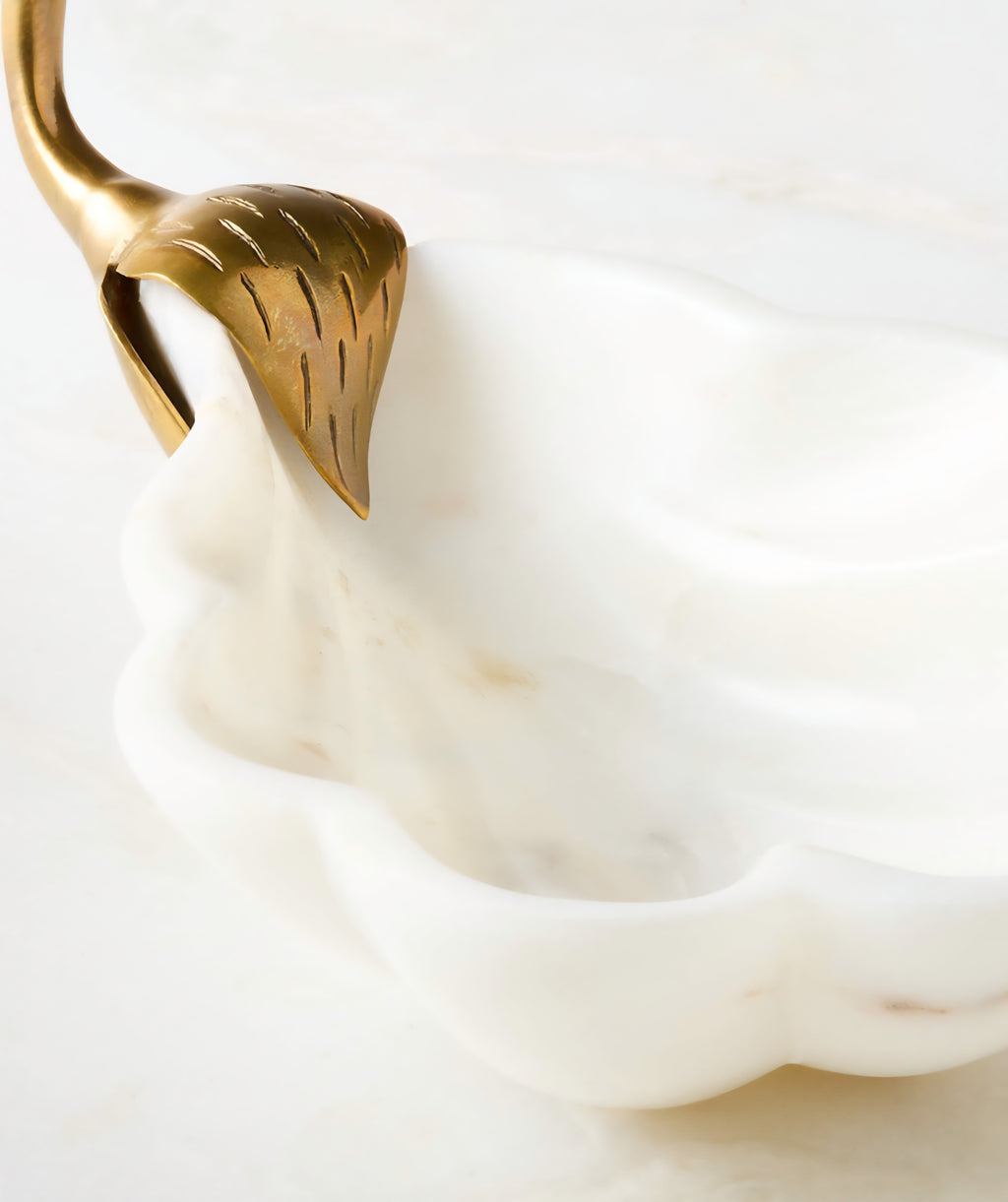 THE ONE × Odetta — White Marble and Cast Brass Serving Bowl