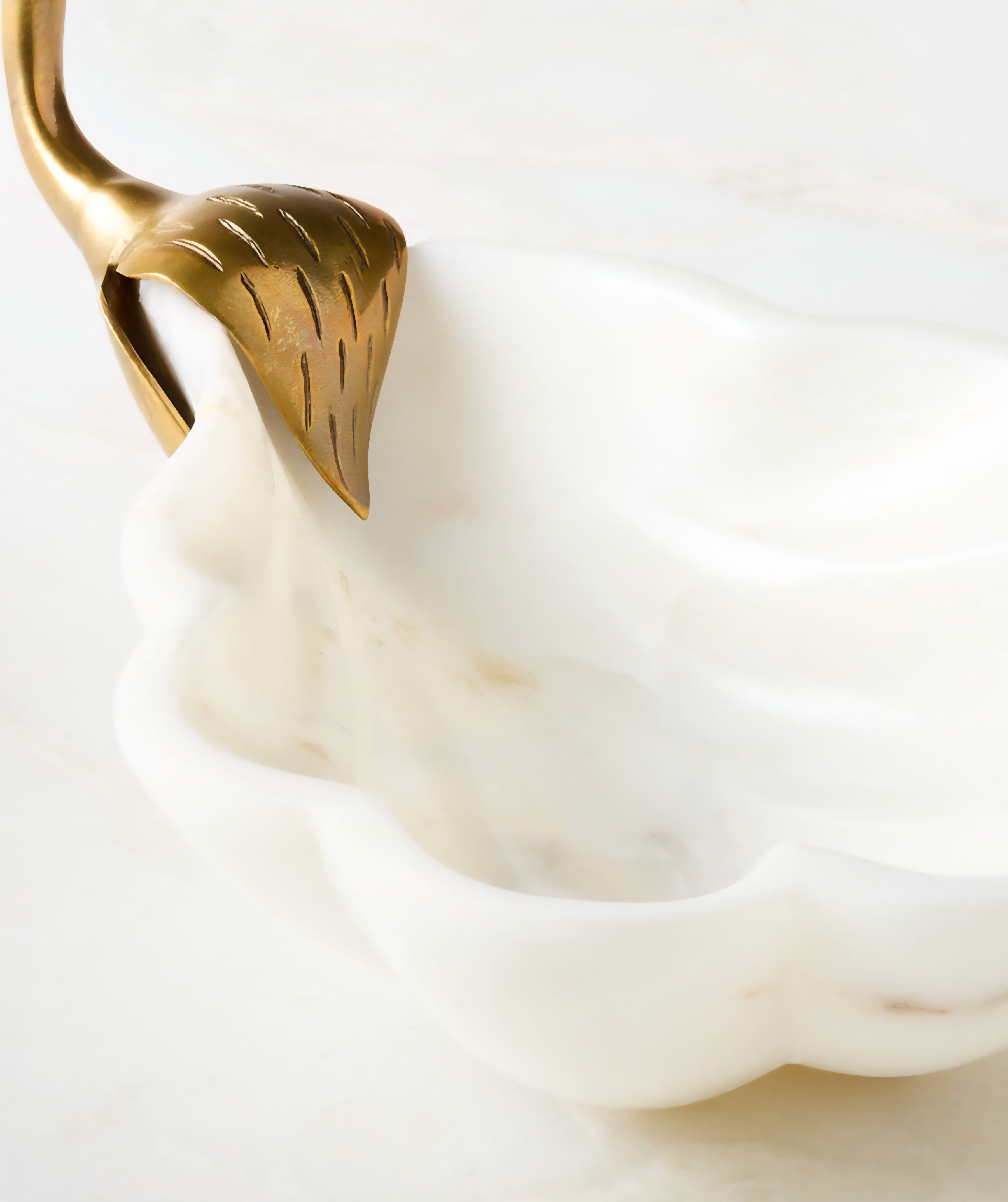 THE ONE × Odetta — White Marble and Cast Brass Serving Bowl