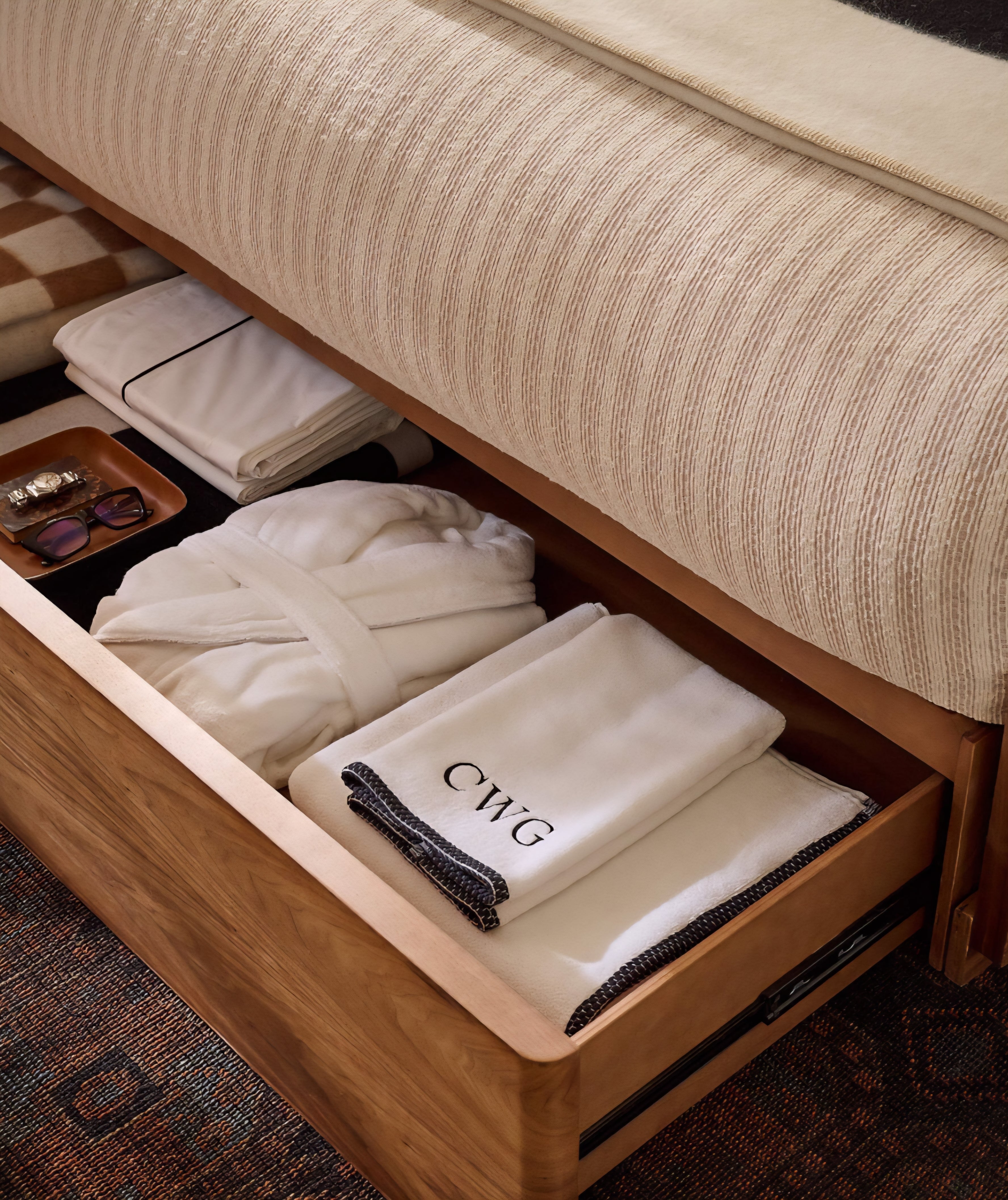 THE ONE × Montero — Walnut Wood King Storage Bed