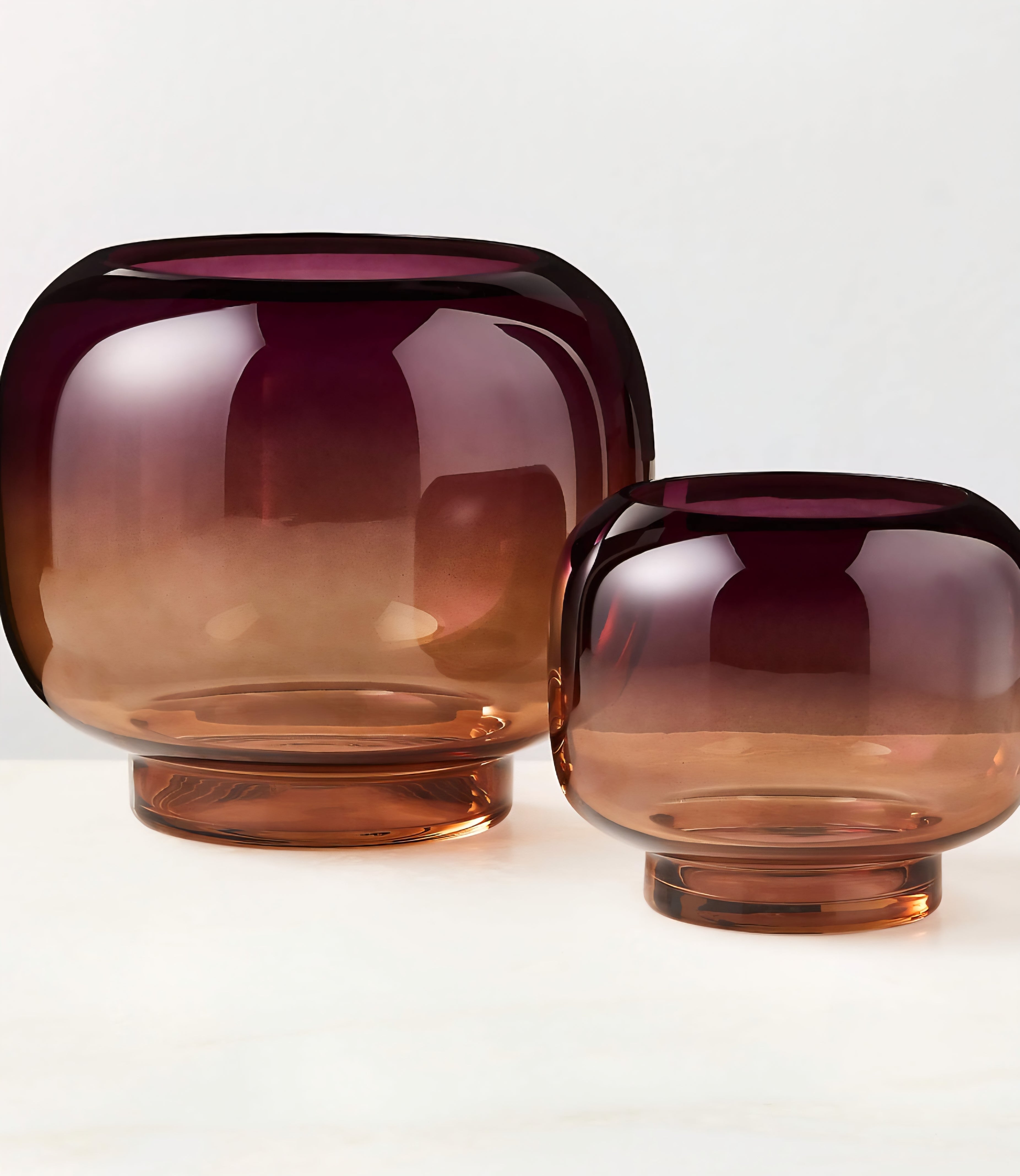 THE ONE × Coco — Round Smoked Amber Glass Hurricane Candle Holder
