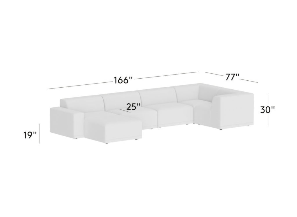 THE ONE × Faible — 6-Piece Modular Right-Arm Wheat Performance Velvet Standard Depth Sectional Sofa
