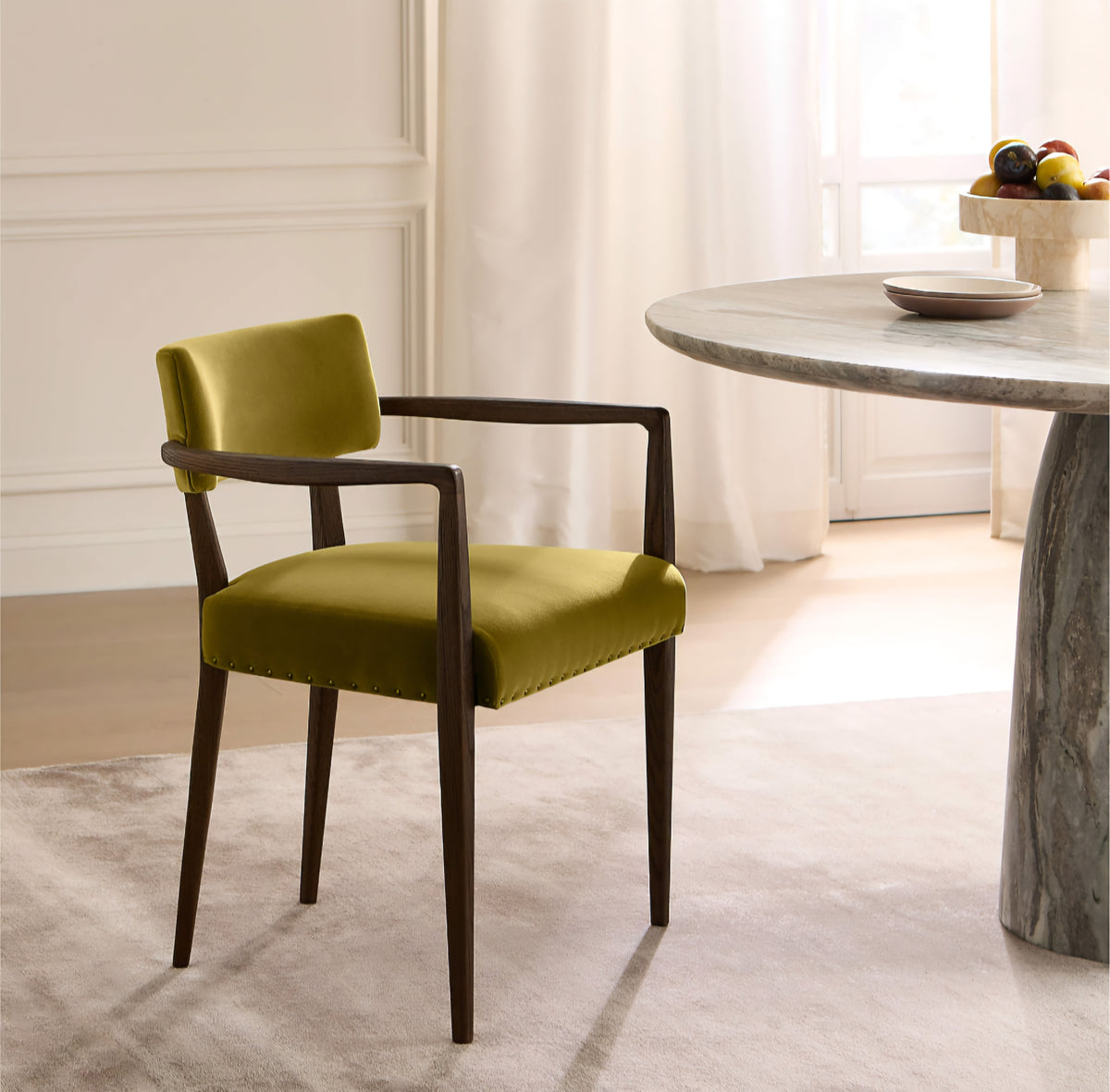 THE ONE × Arlo — Smoked Mauve Performance Fabric Dining Armchair