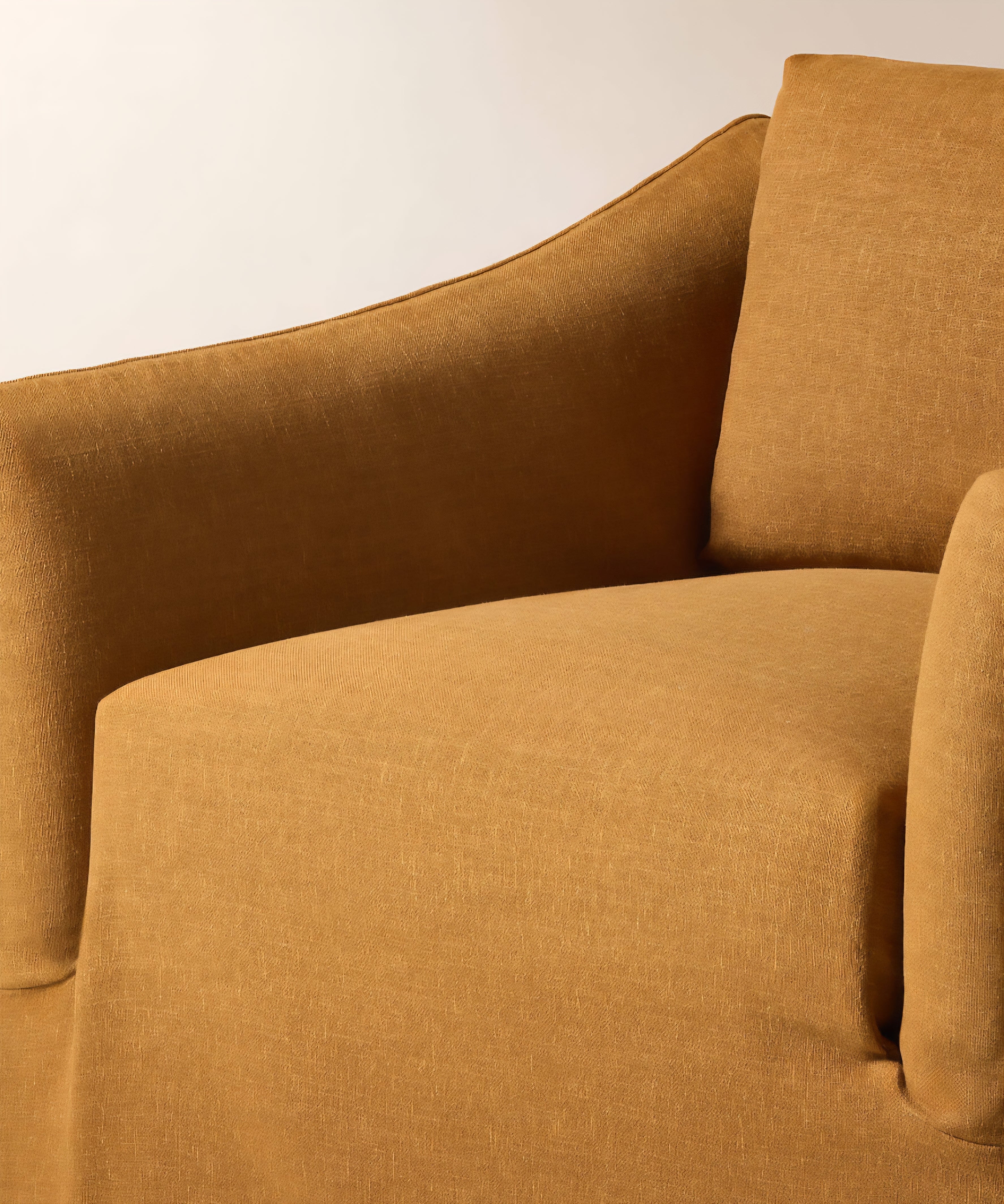 THE ONE × Bristol — Cognac Slipcovered Performance Linen Swivel Chair