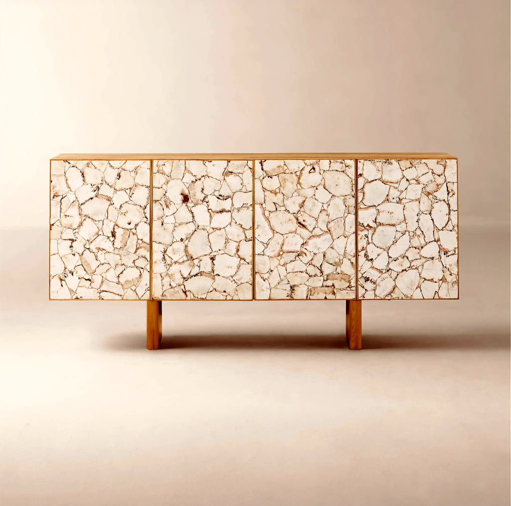 THE ONE × Lina — Stone and White Oak Credenza