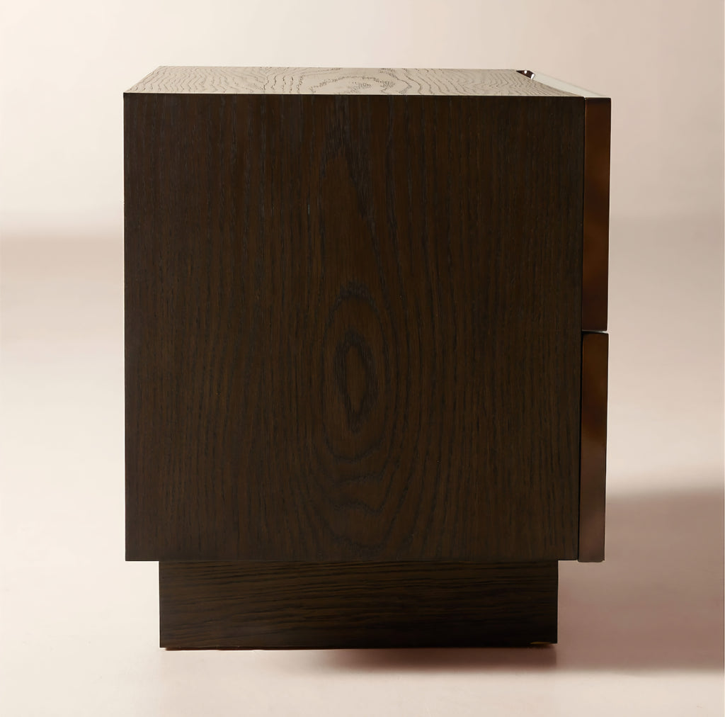 THE ONE × Hudson — Lacquered Dark Brown Wood Nightstand