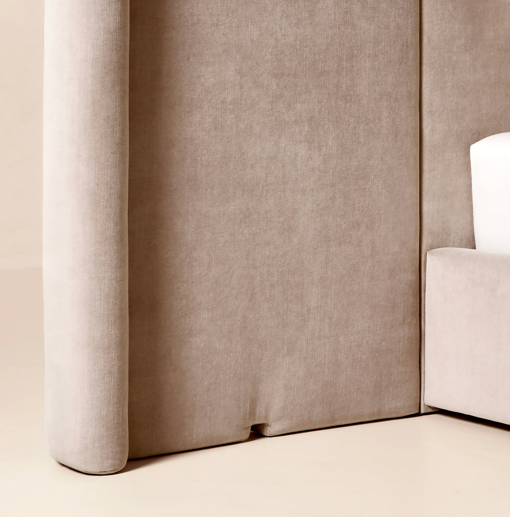 THE ONE × Abbott — Arctic Blue Velvet Upholstered Extended King Platform Bed
