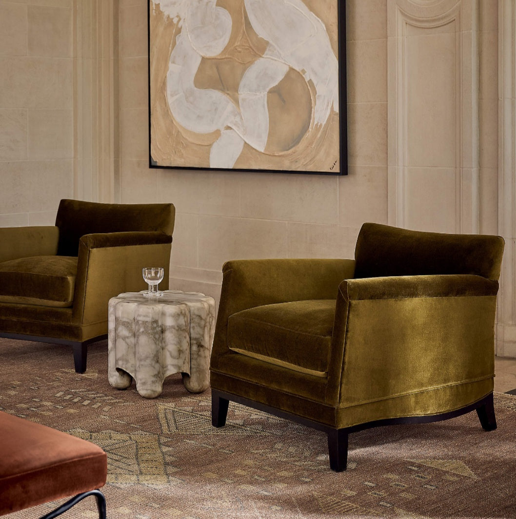THE ONE × Olson — Cognac Brown Velvet Accent Chair