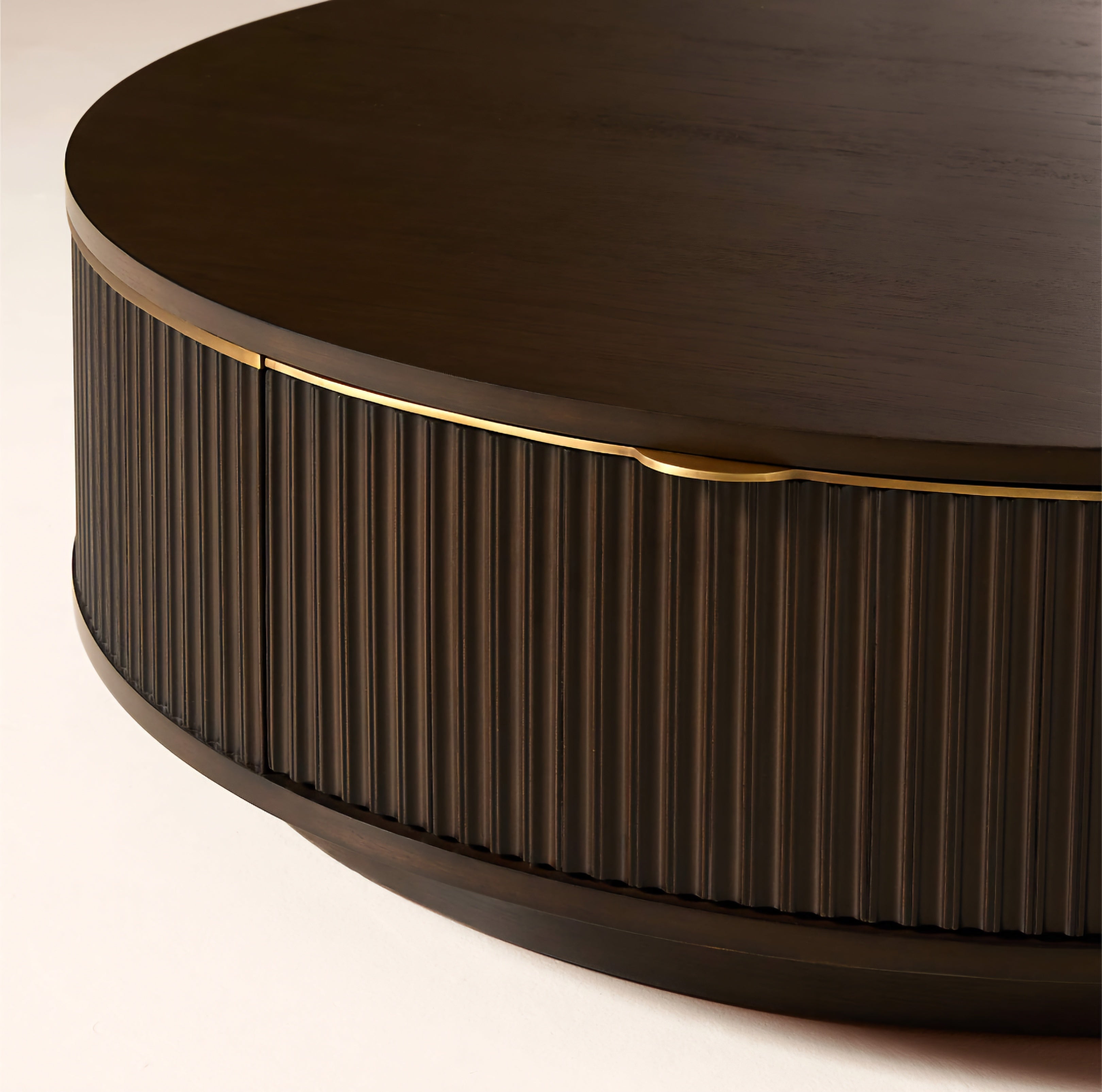 THE ONE × Davison — Round Fluted Dark Oak Coffee Table 50" Round